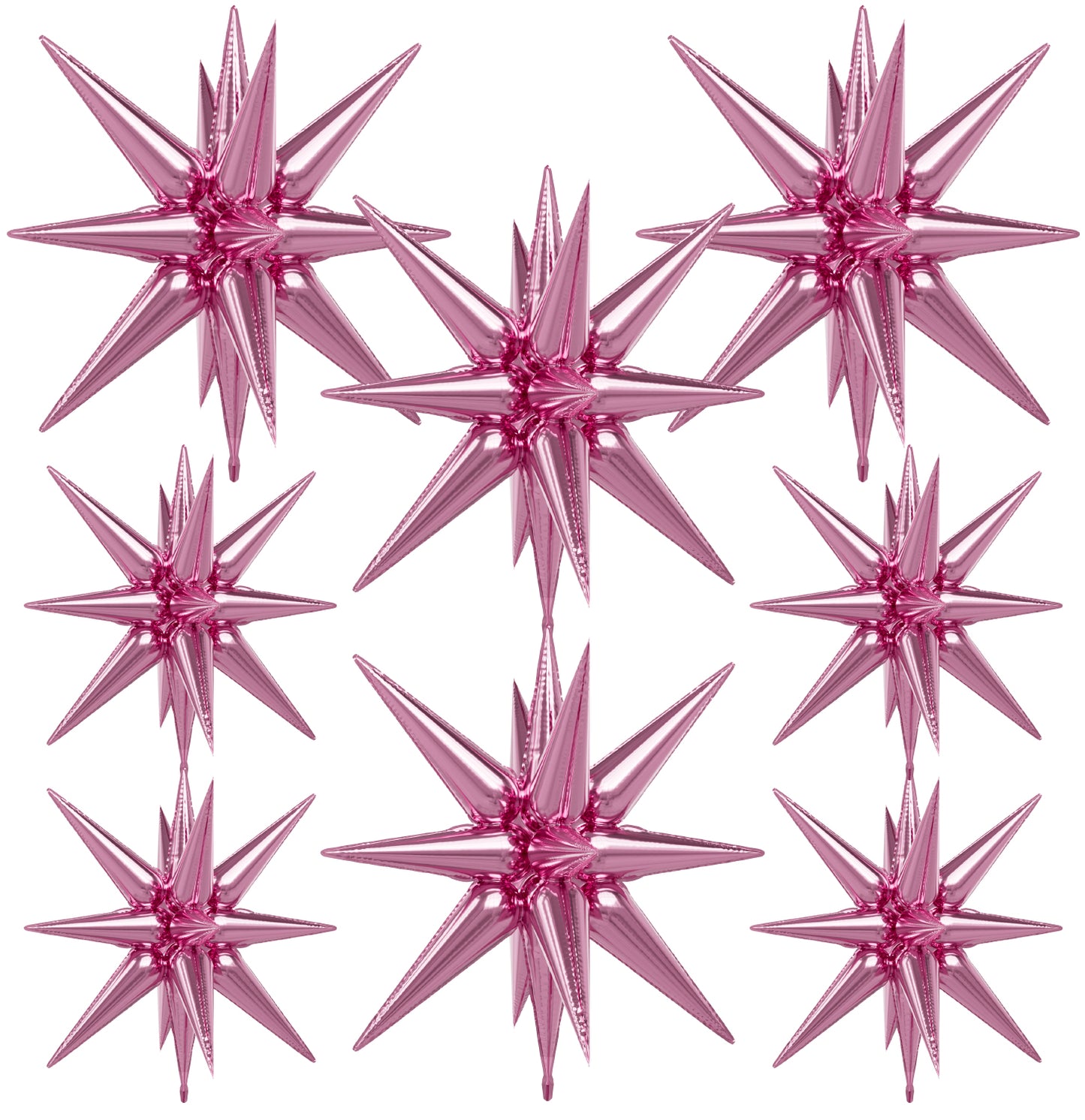 Star Balloons,8 Pcs Pink Starburst Balloons One-Piece 14-pointed Spiky Balloons Large Explosion Star Foil Balloons Cone Mylar Balloons for Girl Halloween Christmas Birthday Party Decorations