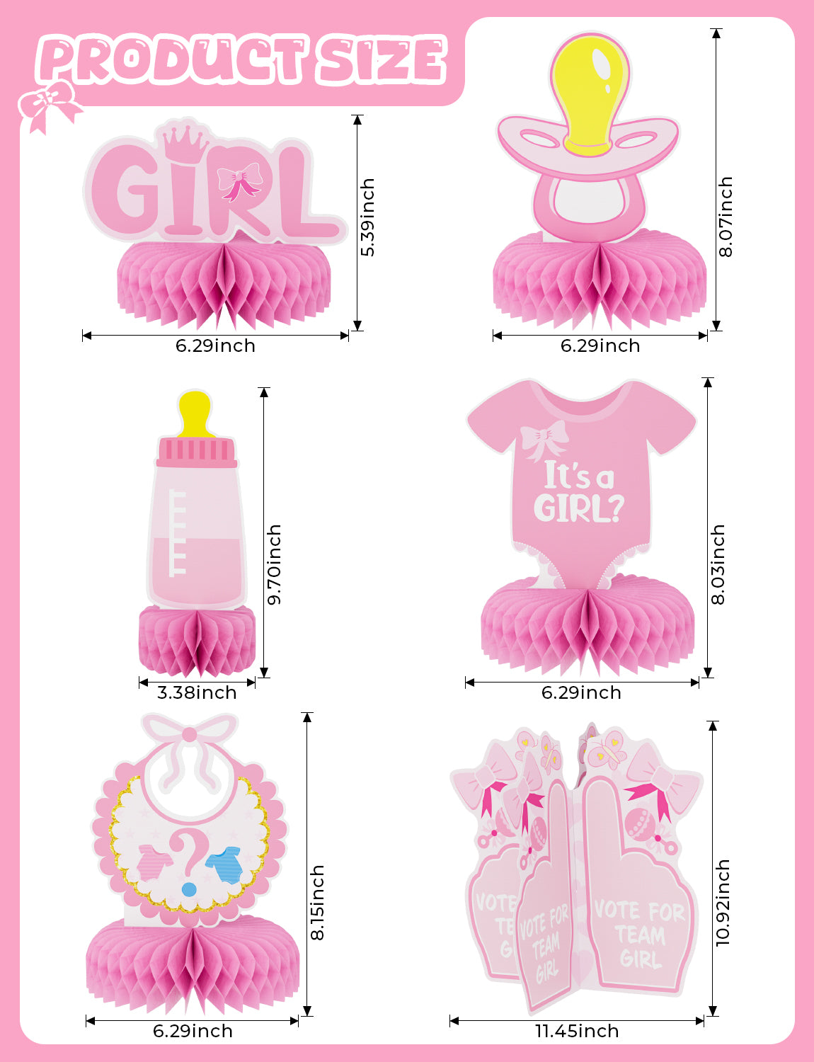Adeyoo 12 Pcs Baby Gender Reveal Honeycomb Centerpieces,Boy or Girl Centerpieces for Tables Decorations Blue and Pink Party Table Decor for Baby Shower Pregnancy Announcements Newborn Party Supplies