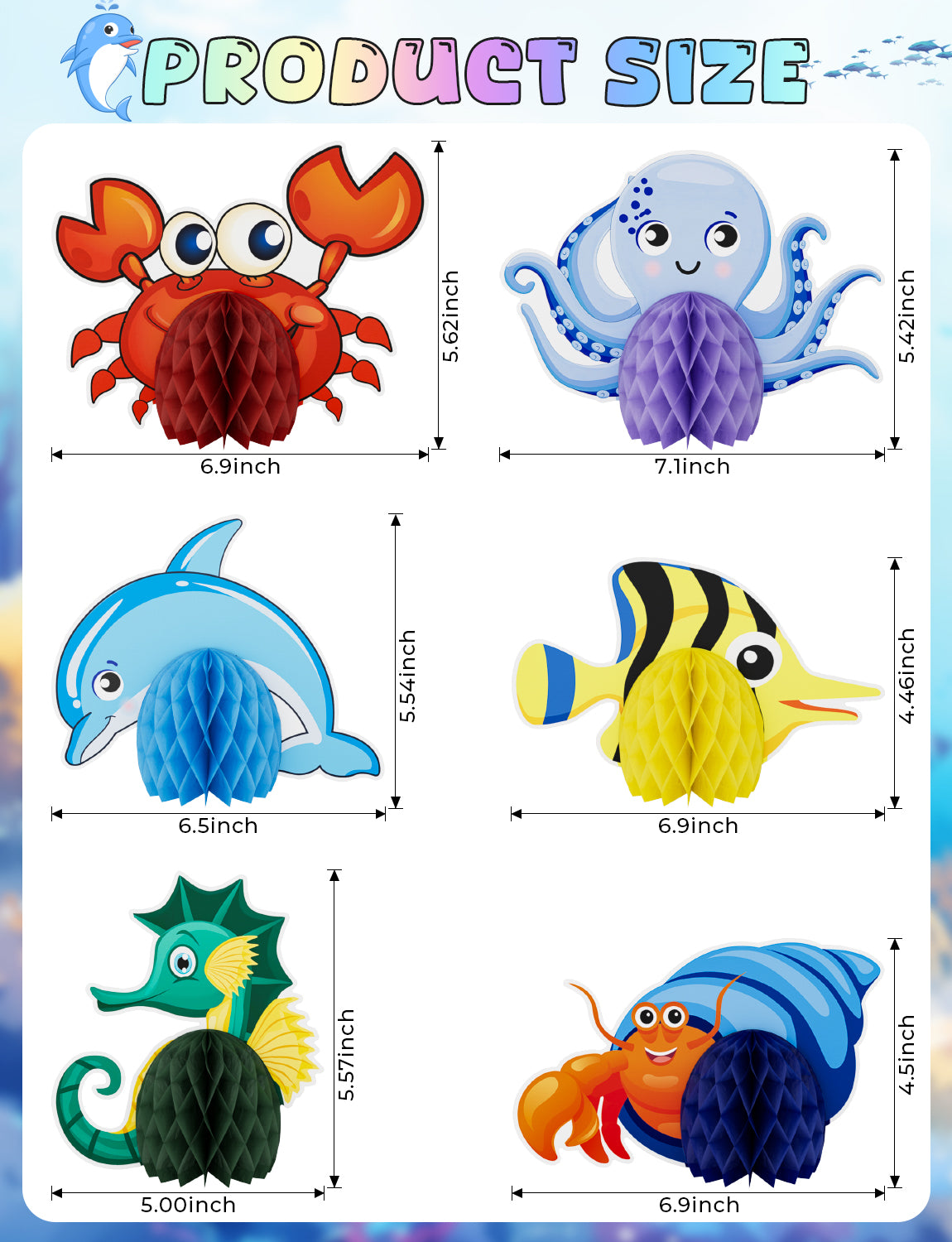 12Pcs Under The Sea Honeycomb Centerpieces Fish Sea Animal Centerpieces for Table Ocean Themed Beach Table Decorations for Baby Shower Sea Creatures Theme Birthday Party Supplies