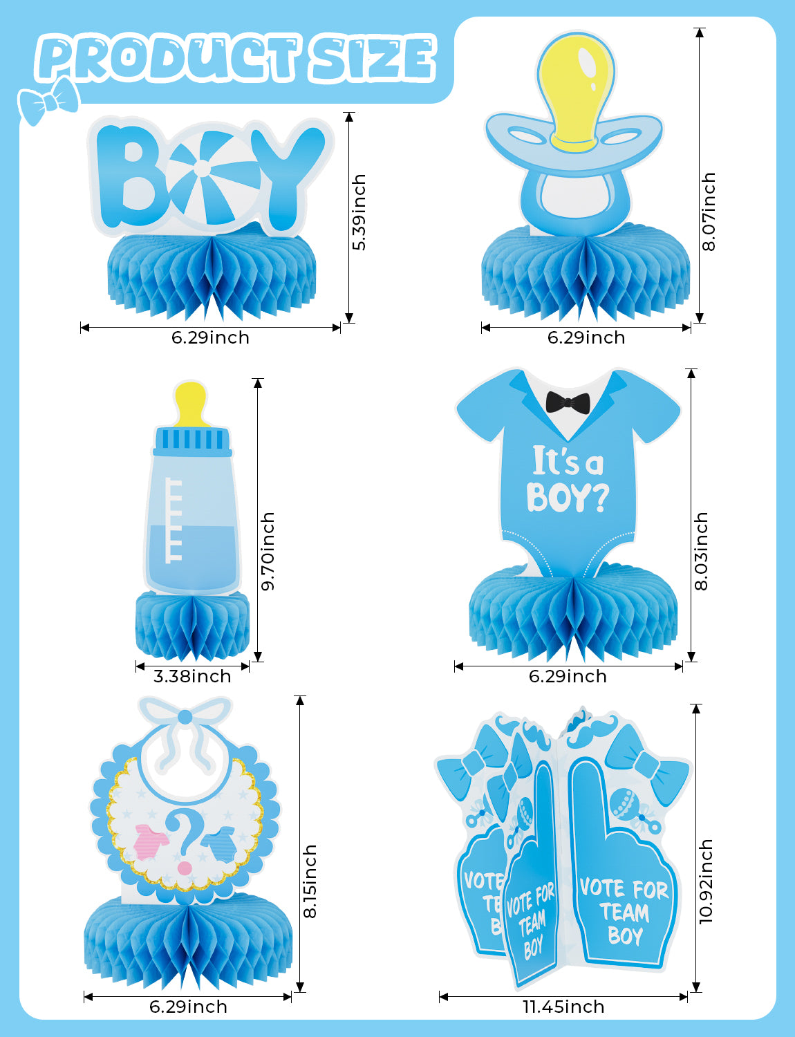 Adeyoo 12 Pcs Baby Gender Reveal Honeycomb Centerpieces,Boy or Girl Centerpieces for Tables Decorations Blue and Pink Party Table Decor for Baby Shower Pregnancy Announcements Newborn Party Supplies
