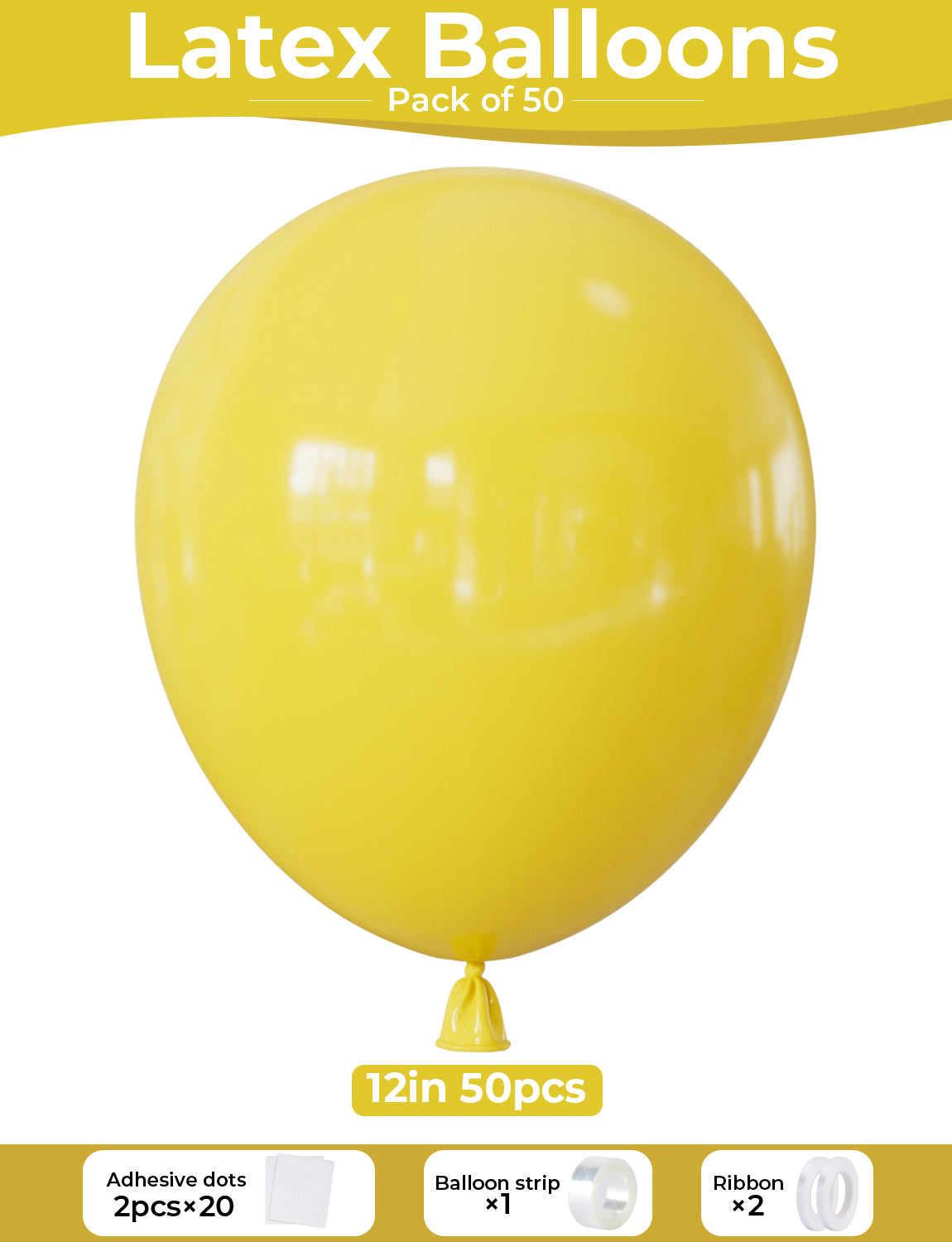 Yellow Balloons - 12 Inch Yellow Latex Balloons 50Pcs Strong Thicken Yellow Balloons Lemon Balloons for Birthday Wedding Anniversary Lemon Daisy Bee Theme Party Decorations
