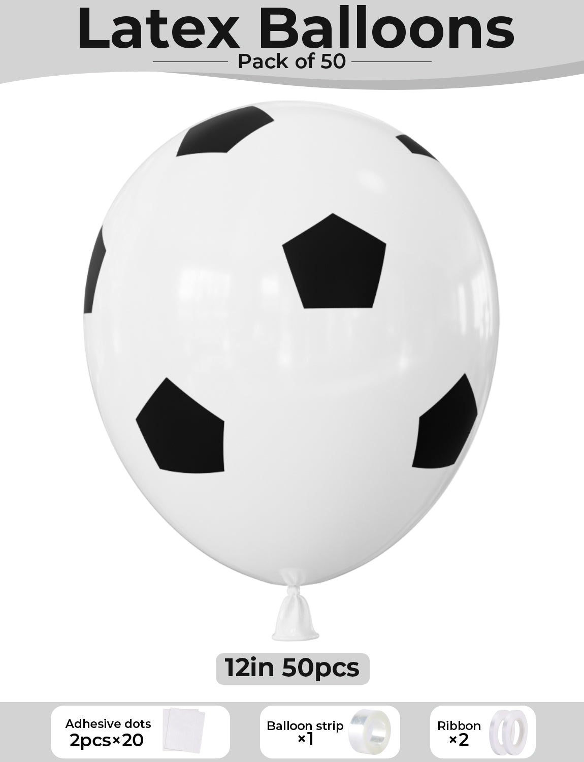 Adeyoo 50Pcs Football Balloons - 12 Inch Black and White Soccer Latex Balloons Bright Party Balloon for Football Sport Theme World Cup Birthday Party Decorations