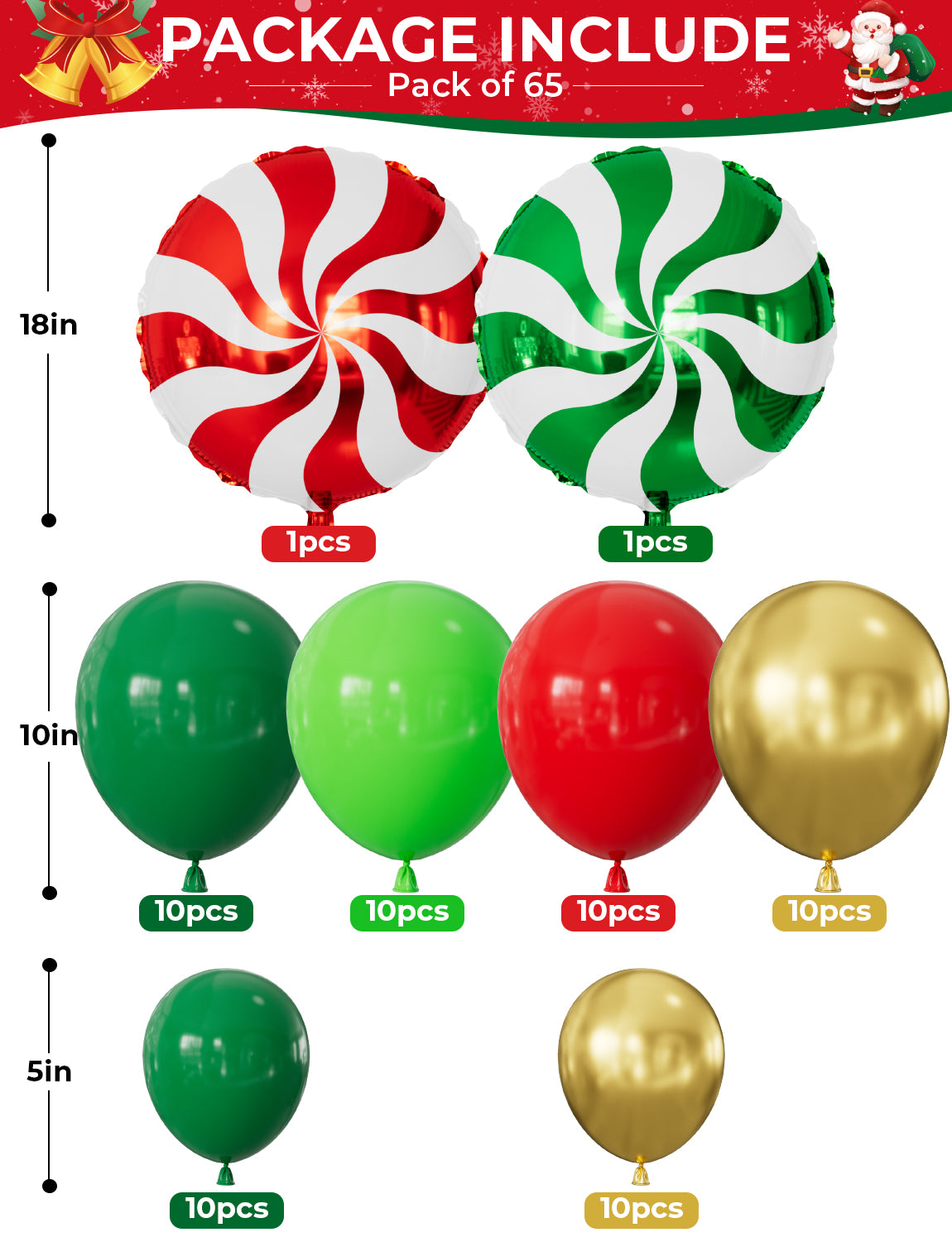 Adeyoo Christmas Balloon Arch Kit Garland - Xmas Balloons Arch with Gingerbread Man Candy Cane Foil Balloon, Red Green Gold Balloons for Xmas Party Supplies, Christmas Party Decorations