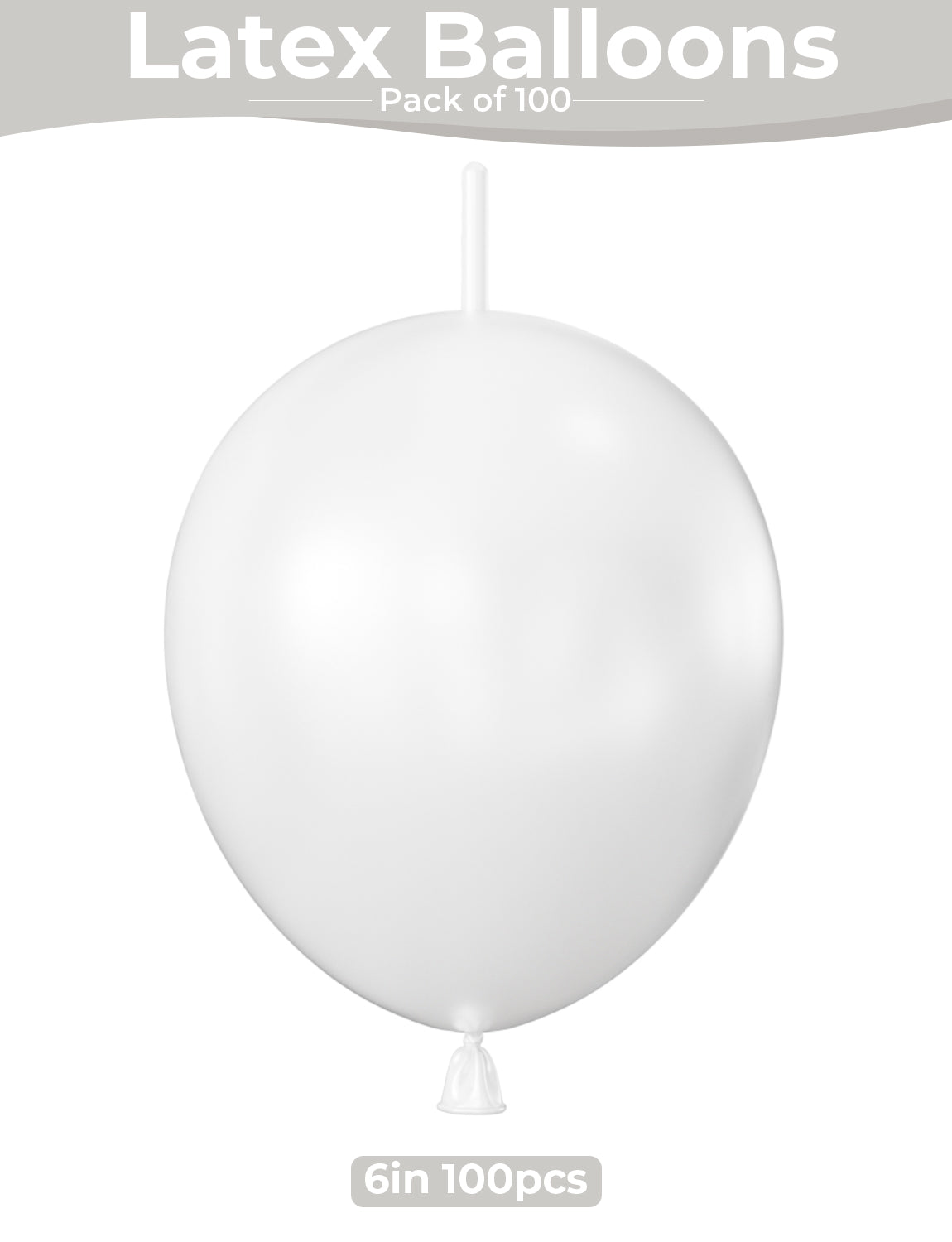 100PCS Pearl White Linking Balloons, 6 Inch Quick Link Latex Balloons for Balloon Arch, Garland, Chain & Wall Decorations for Wedding, Baby Shower, Birthday Party