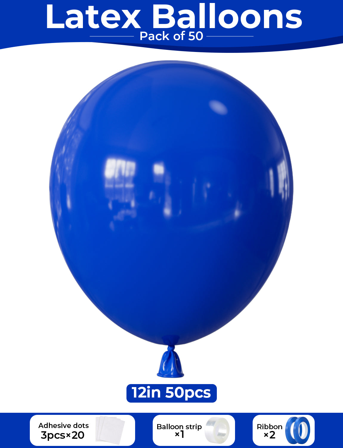 Adeyoo Royal Blue Balloons - 12 Inch Royal Blue Balloons 50 Pcs Round Latex Balloon Party Balloon for Birthday Baby Shower Wedding Anniversary Party Decorations, Photo Backdrop Supplies