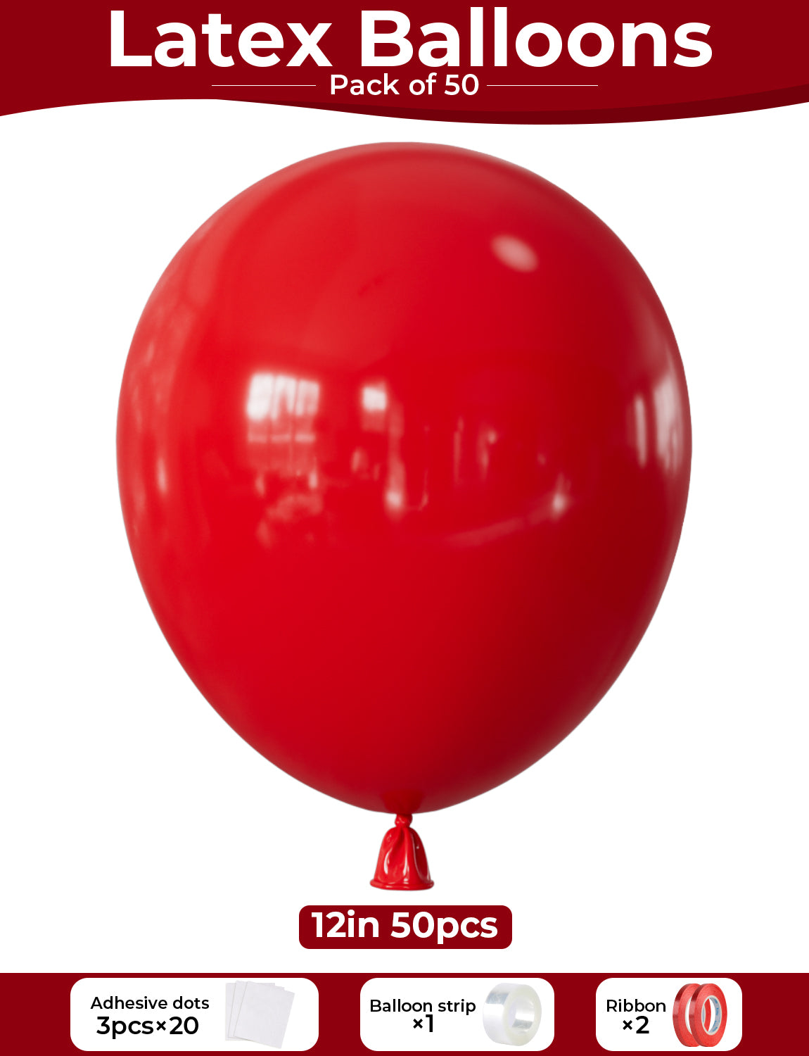 Adeyoo Red Balloons - 12 Inch Red Latex Balloons Round Latex Balloon with Ribbons, Shiny Party Balloon for Birthday Wedding Anniversary Engagement Party Decorations, Photo Backdrop Supplies