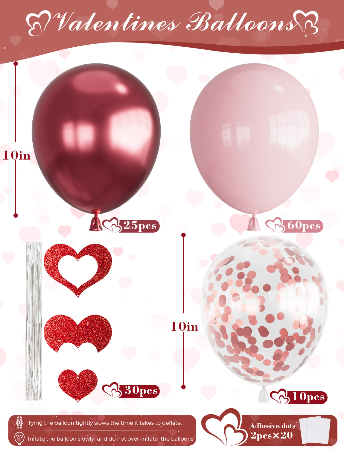 Adeyoo 106Pcs Valentines Balloons Decorations,I Love You Balloons and Heart Balloons Kit with Rose Petals,Pink Valentine's Balloons for Wedding Anniversary Romantic Decorations Special Night