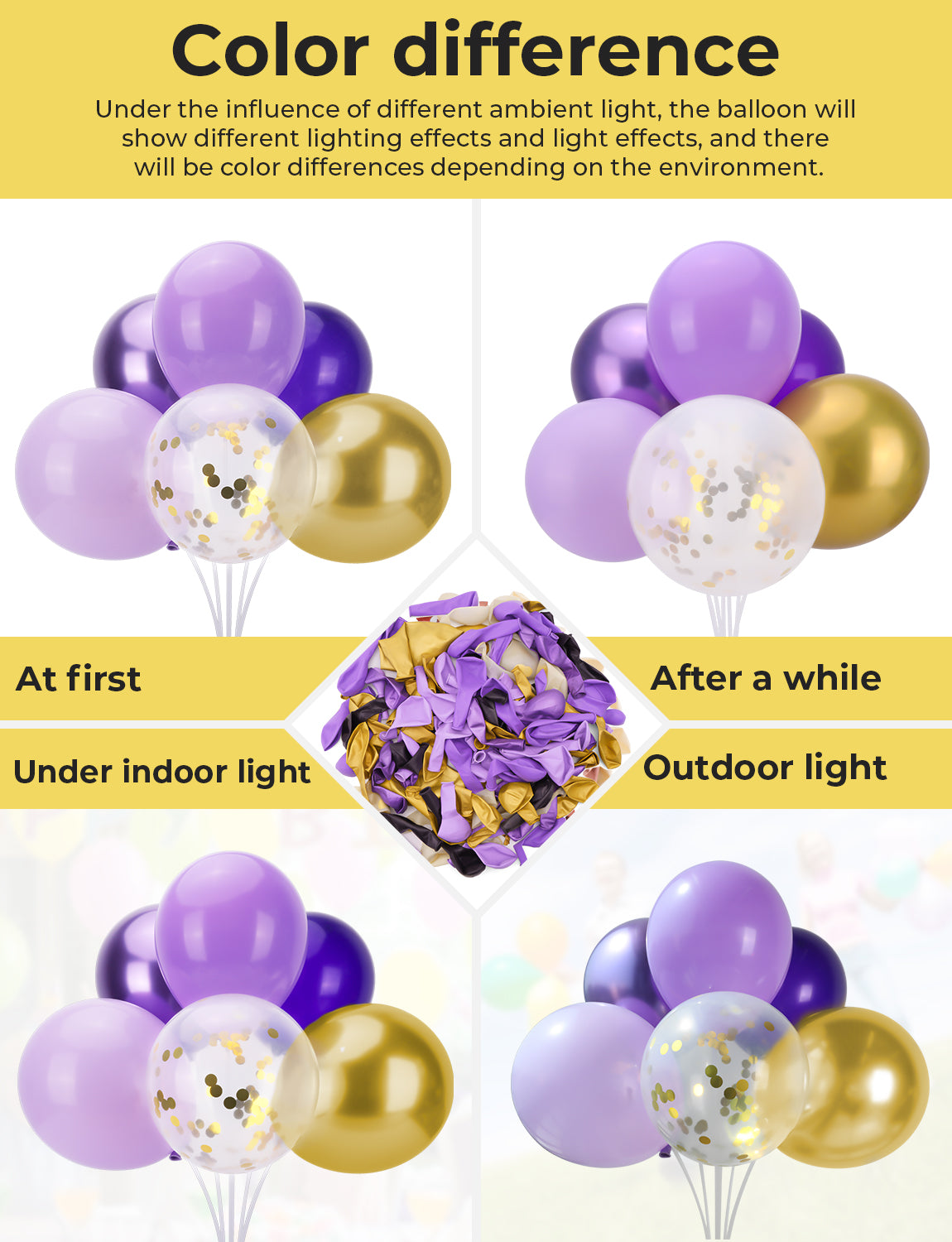 Purple and Gold Balloon Arch Kit Garland - 132Pcs Purple Balloon Arch Multi-Size Lilac and Gold Balloons with Confetti, Party Balloons for Birthday Baby Shower Wedding Lavender Themed Party Decoration