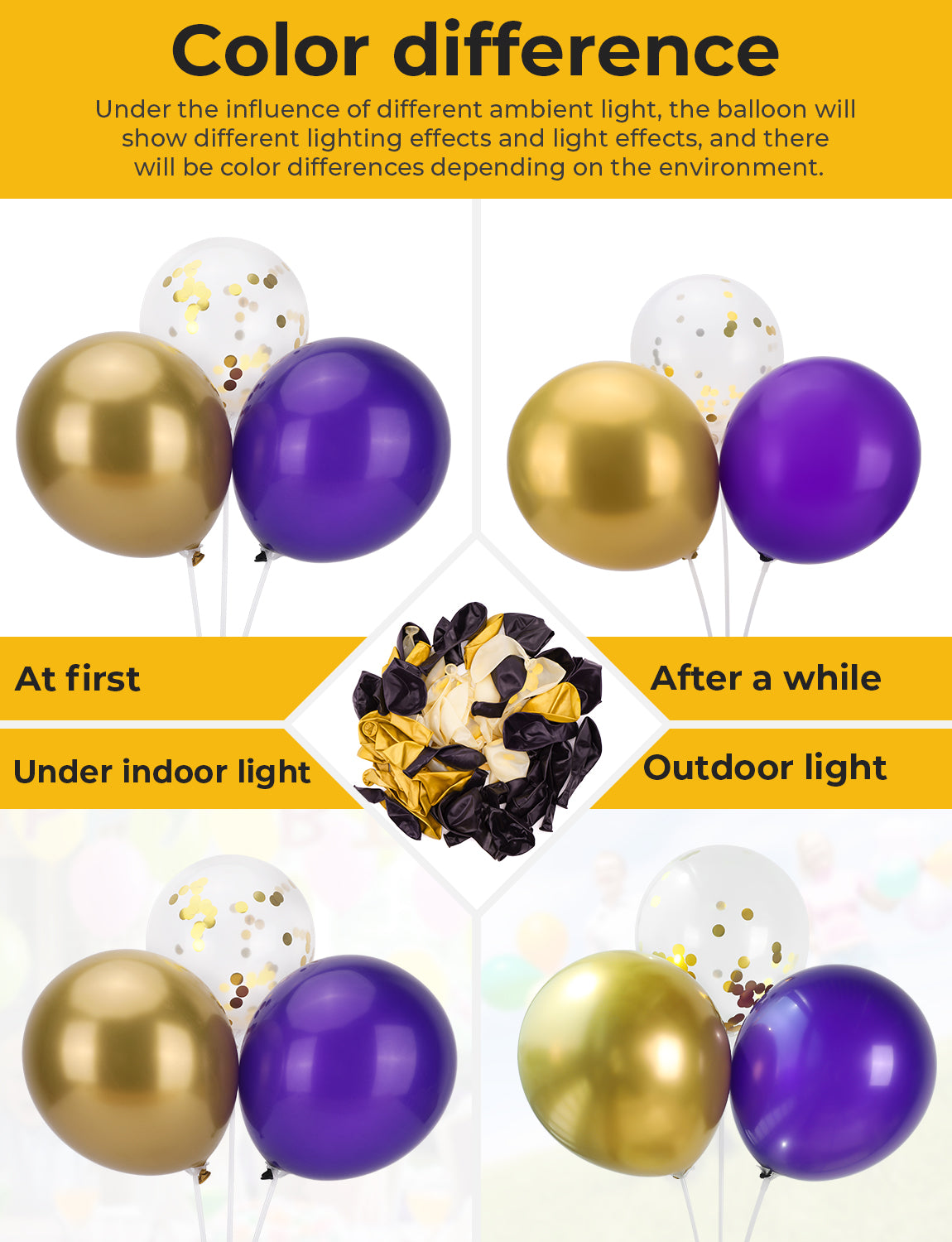Adeyoo Purple and Gold Balloons, 12 Inch 50 Pcs Dark Purple Balloons Gold Metallic Balloon Glitter Confetti Balloon for Birthday Wedding Graduation Engagement Hen Party Decorations