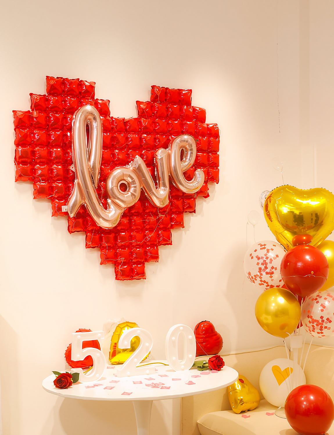 Love Balloons Decorations, 55 Inch Red Heart Balloons Silver Love Balloon Letters Large Foil Balloon for Bedroom Room Decor Wedding Anniversary Bridal Shower Engagement Party Supplies