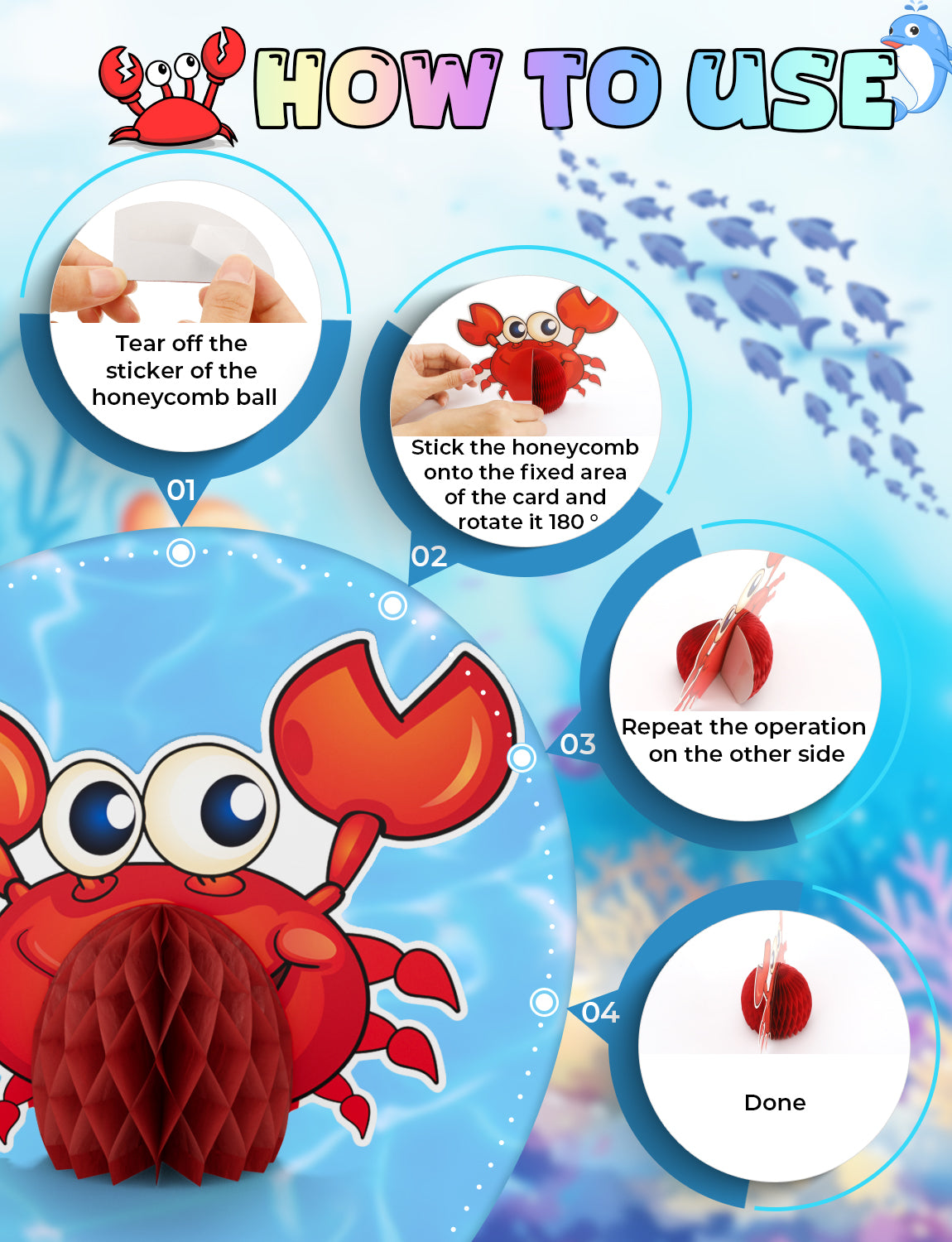 12Pcs Under The Sea Honeycomb Centerpieces Fish Sea Animal Centerpieces for Table Ocean Themed Beach Table Decorations for Baby Shower Sea Creatures Theme Birthday Party Supplies