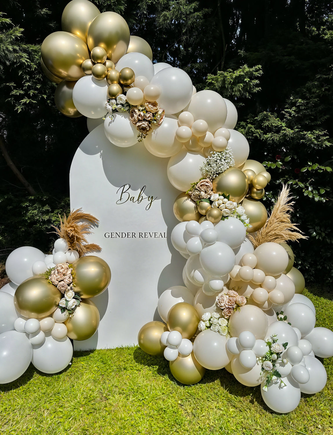 Adeyoo White Gold Balloon Arch Kit Garland - 153Pcs Beige Balloon Arch White and Gold Balloons with Cream Latex Balloons for Birthday Baby Shower Boho Wedding Engagement Gender Reveal Party Decoration