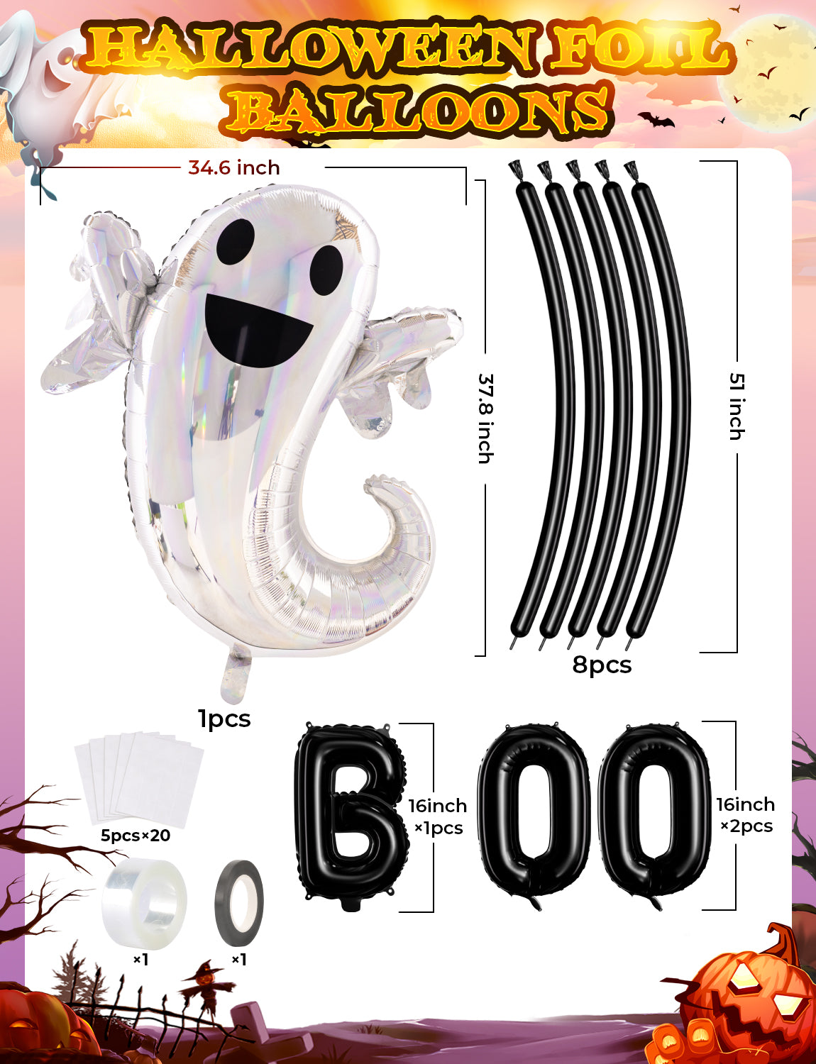 Adeyoo Black Pink Halloween Balloon Garland Arch Kit,122Pcs Halloween Balloons Metallic Red Silver Balloons Large Boo Ghost Foil Balloons Spider Balloons for Girl Birthday Baby Shower Party Decoration