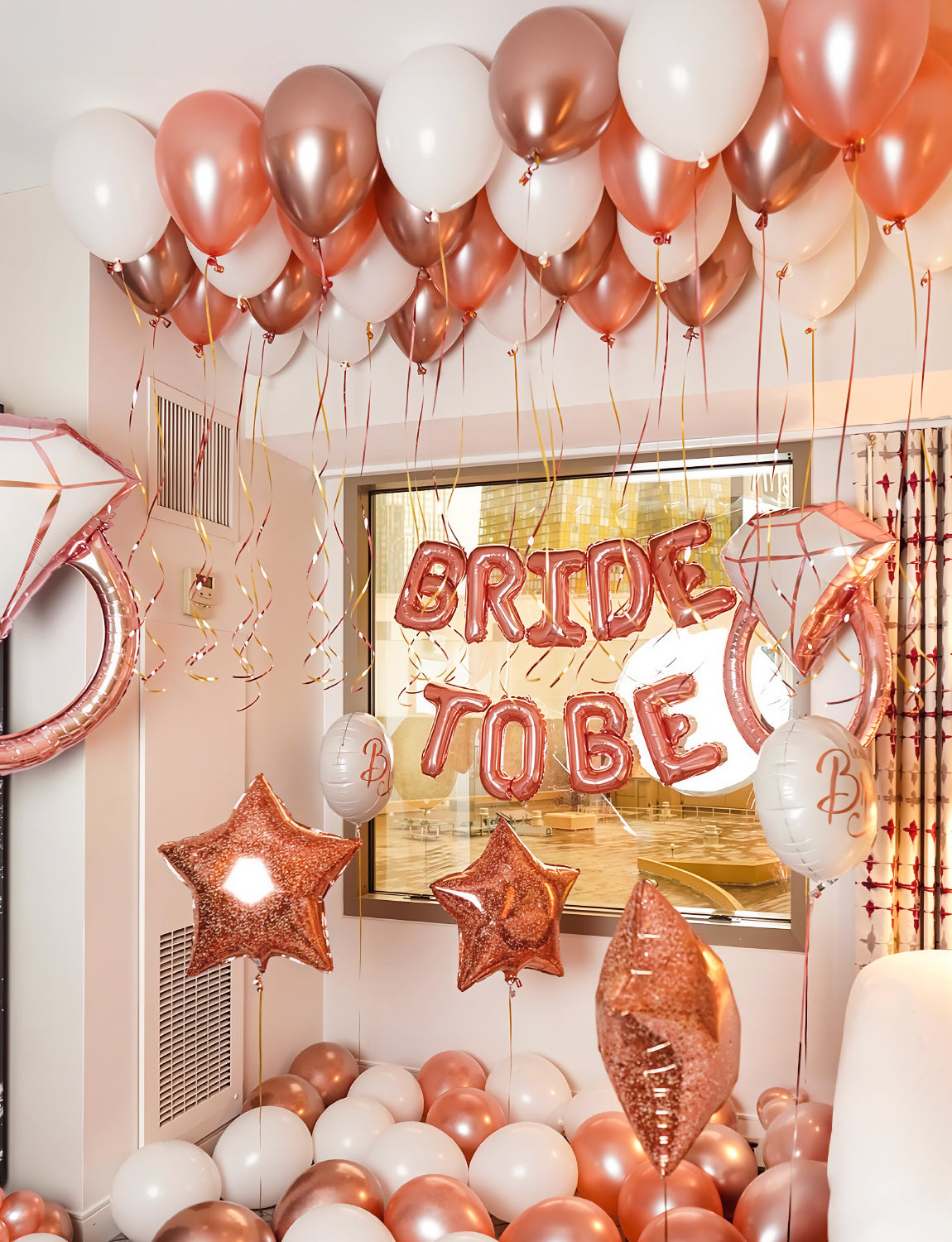 Adeyoo Rose Gold Balloon Arch Kit Garland - 127Pcs Rose Gold Balloons with White Latex Balloons, Glitter Confetti Balloon for Girl Women Birthday Baby Bridal Shower Wedding Retirement Party Decoration