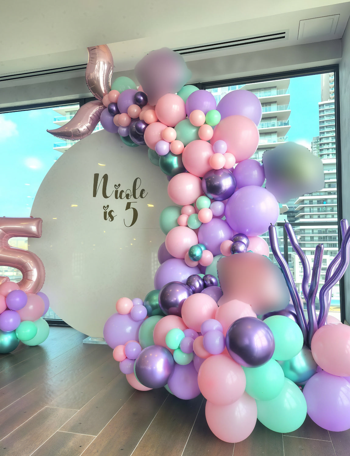 Adeyoo Mermaid Balloons - 12Inch Mermaid Party Balloons Purple Pink Teal Balloon Glitter Metallic Purple Green Latex Balloon for Girls Mermaid Birthday Baby Shower Sea Theme Party Decorations
