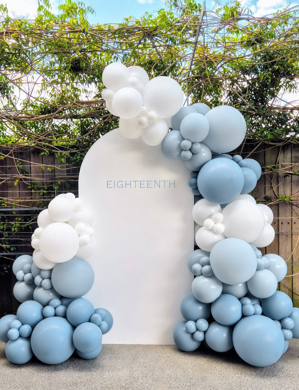 Adeyoo Dusty Baby Blue Balloon Arch Kit Garland - Blue and White Balloon Arch 138Pcs Multi-Size Slate Fog White Clear Latex Balloons for Baby Shower Christening Birthday Gender Reveal Party Decoration