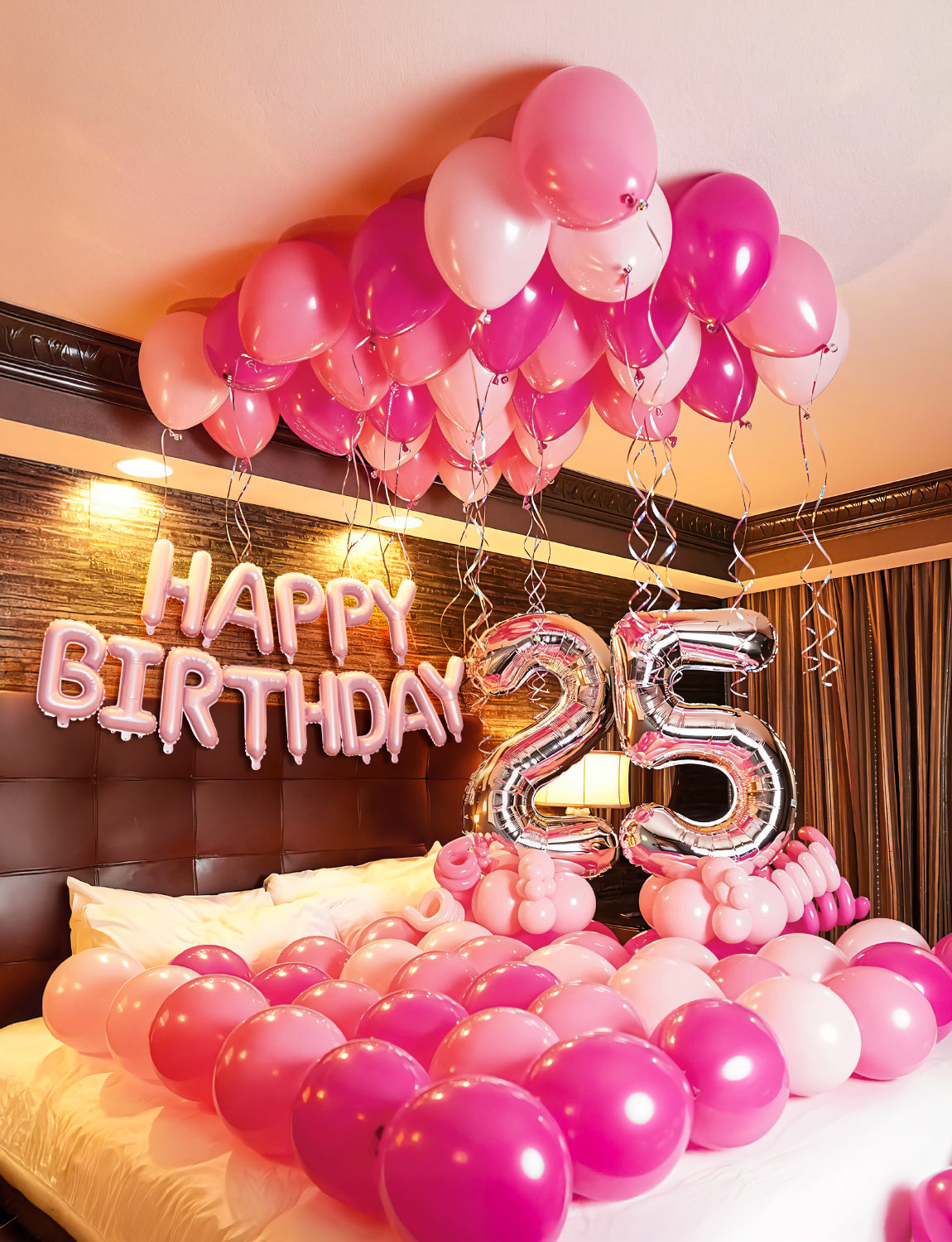 Pink Happy Birthday Decorations, 84Pcs Pink and White Balloons with Happy Birthday Balloon Banner,Cloud Balloons Foil Balloons Latex Balloons for Women Girls Birthday Princess Party Supplies