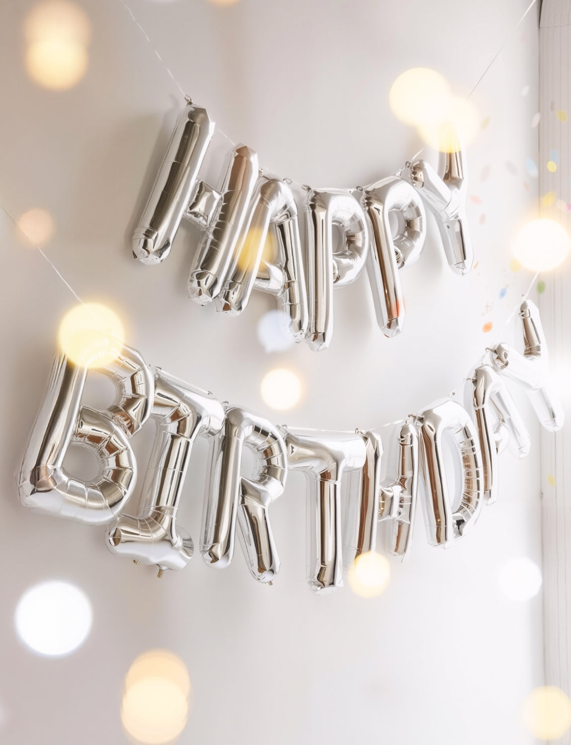 Adeyoo Silver Happy Birthday Balloon Banner - 16 Inch Happy Birthday Foil Balloon Big Letter Balloons Self Inflating Hbd Sign Balloons for Boys Girls Women Men Pet Birth Party Decorations