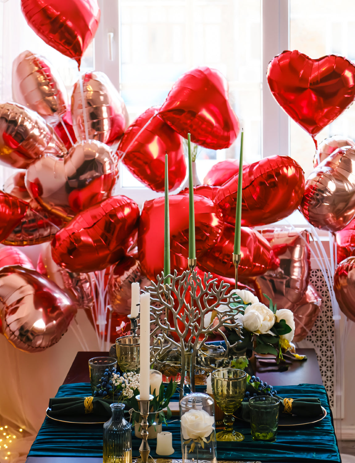 Adeyoo 106Pcs Valentines Balloons Decorations,I Love You Balloons and Heart Balloons Kit with Rose Petals,Pink Valentine's Balloons for Wedding Anniversary Romantic Decorations Special Night