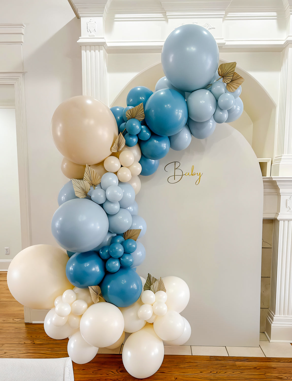 Adeyoo Dusty Blue Balloon Garland Arch Kit, 132Pcs Baby Blue Balloon Arch with Dusty Blue, Baby Blue, White Balloons Latex Balloons for Baby Shower Boy Birthday Gender Reveal Party Decorations