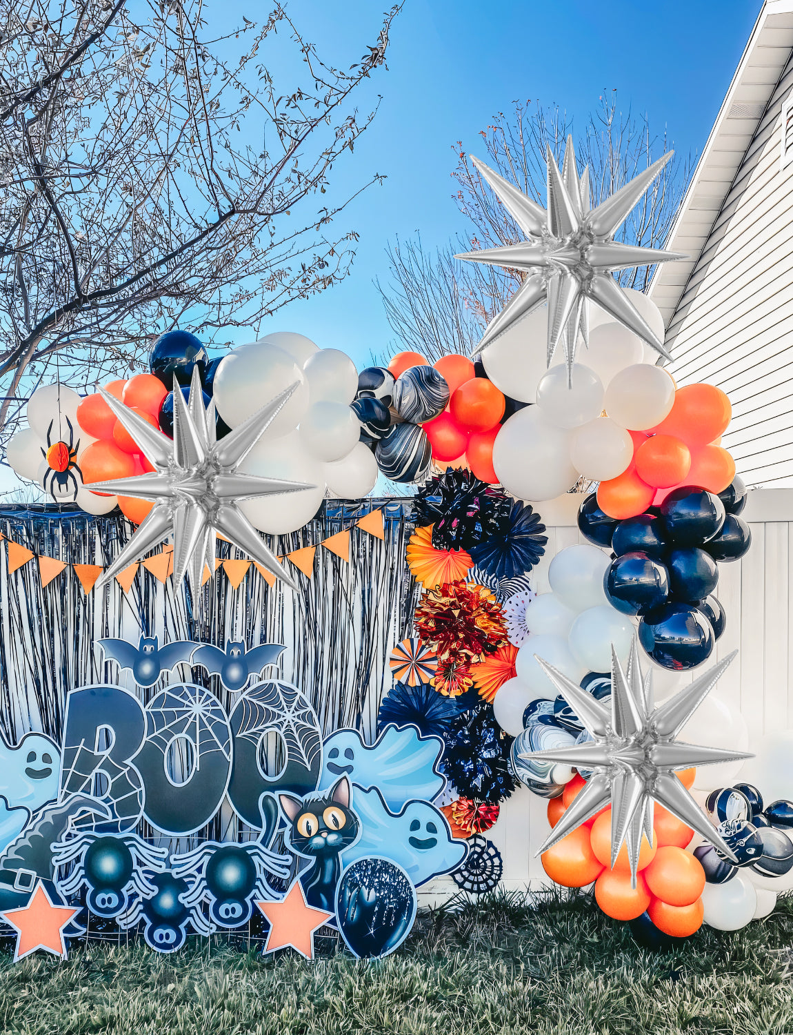 Silver Star Balloons,One-Piece 14-Pointed Starburst Balloons Explosion Star Balloons Huge Spike Balloons Cone Mylar Balloons Foil Balloons for Halloween Christmas New Year Party Decorations