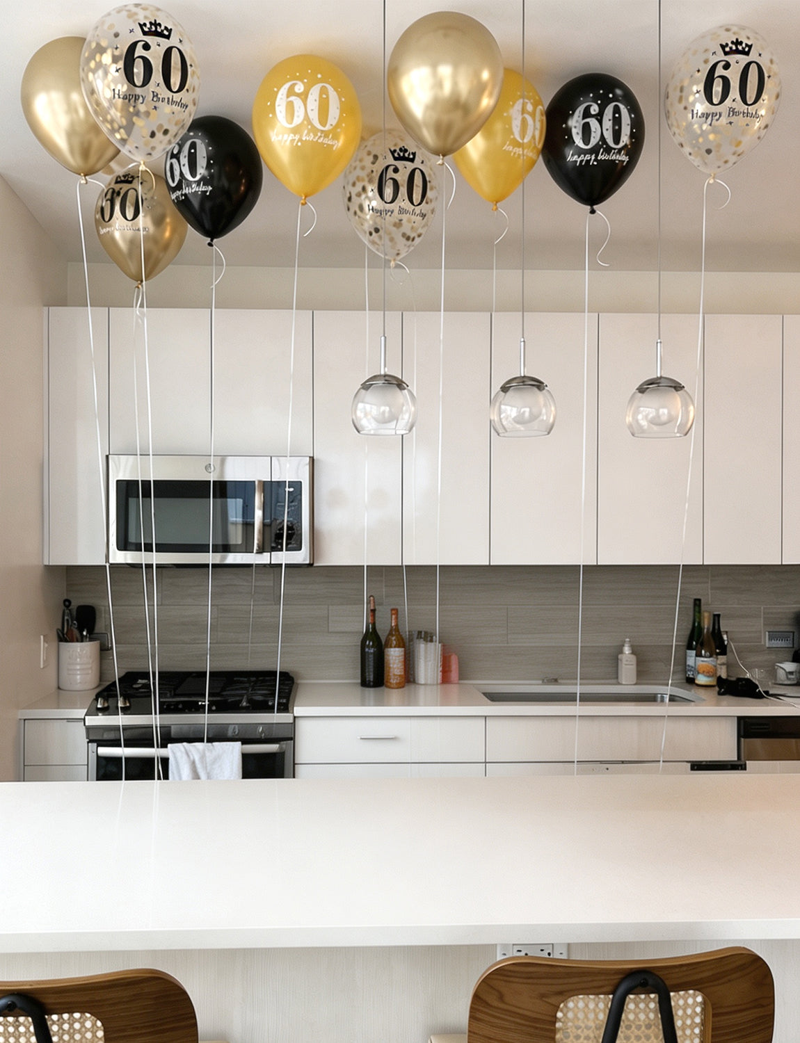 60th Birthday Balloons, 24 Pcs Black Gold Balloons for Men & Women 12 Inch Black and Gold Birthday Balloons, Gold Confetti Latex Balloons, 60th Birthday Decorations for Him & Her