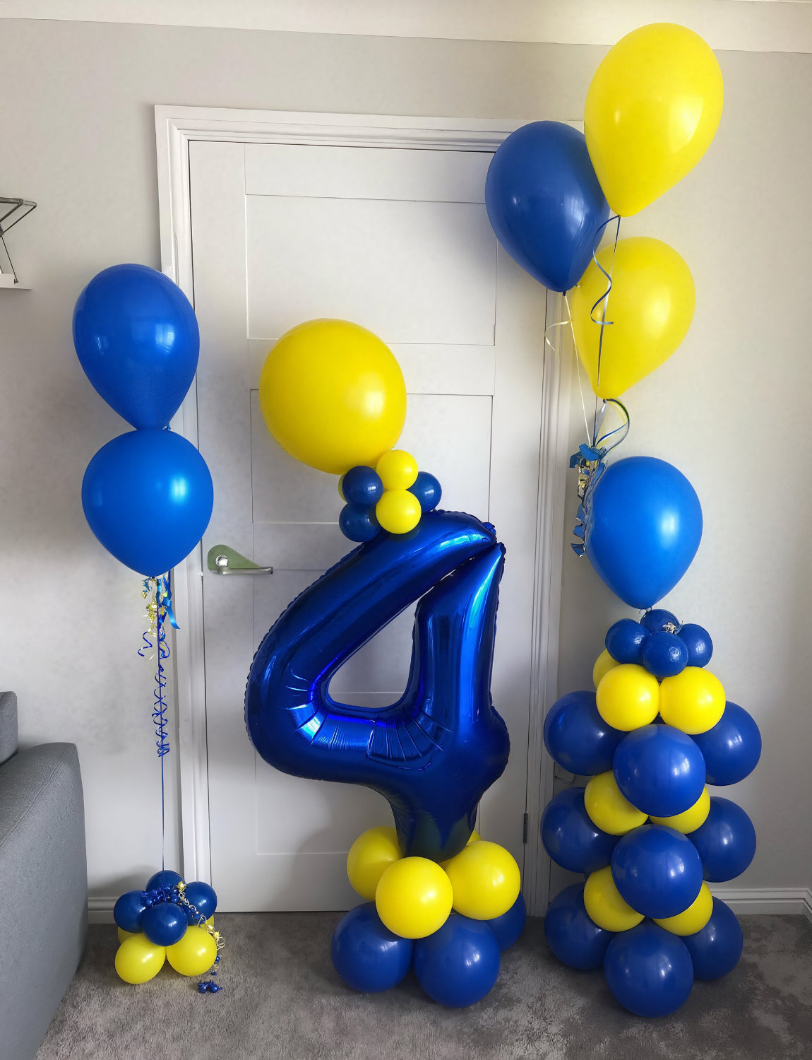Adeyoo Blue and Yellow Balloons - Navy Blue Balloons 12 Inch Yellow Latex Balloon Glitter Confetti Balloon for Birthday Baby Shower Graduation Wedding Party Decorations, Photo Backdrop, 50 PCS