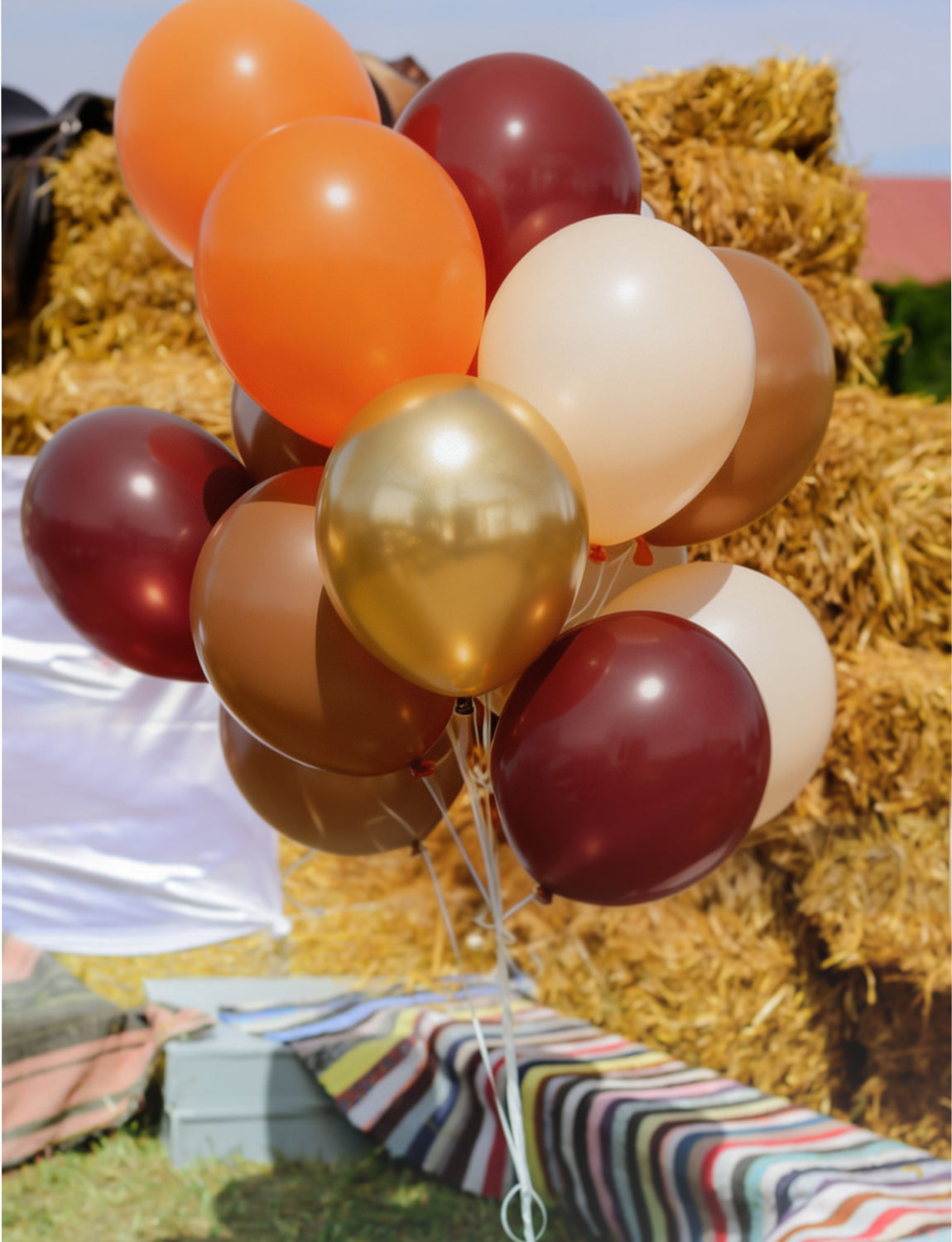 Fall Balloons, 50Pcs Burgundy Gold Balloons for Thanksgiving Decor | 12 Inch Autumn Balloons with Burgundy, Orange, Brown Tan and Metallic Gold for Harvest Birthday Wedding Party Decorations
