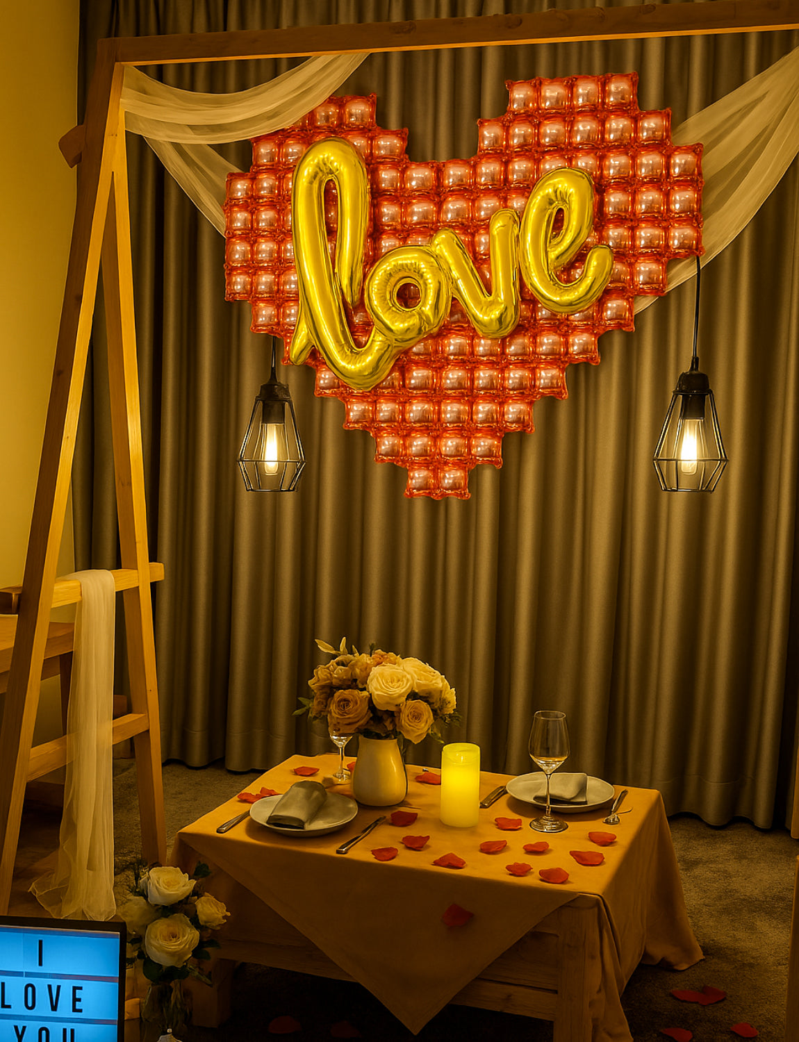 55 Inch Heart Balloons Decorations, Love balloons Letters with Rose Gold Heart Shaped Balloon, Gold Love Banner Big Foil Balloon for Women Birthday Wedding Anniversary Party Decorations