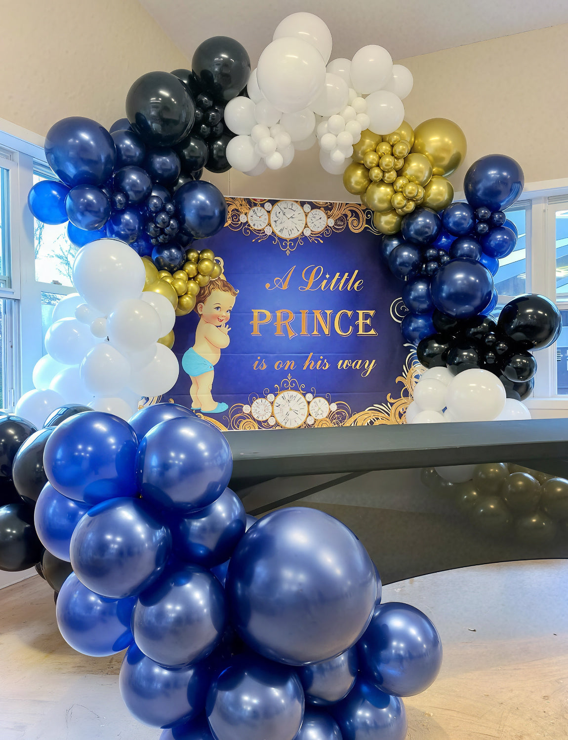 Navy Blue Gold Balloon Arch Kit Garland - 134Pcs Navy Balloon Arch Kit Glitter Blue White Metallic Gold Latex Balloons with Confetti Balloons for Birthday Baby Shower Graduation Party Decorations