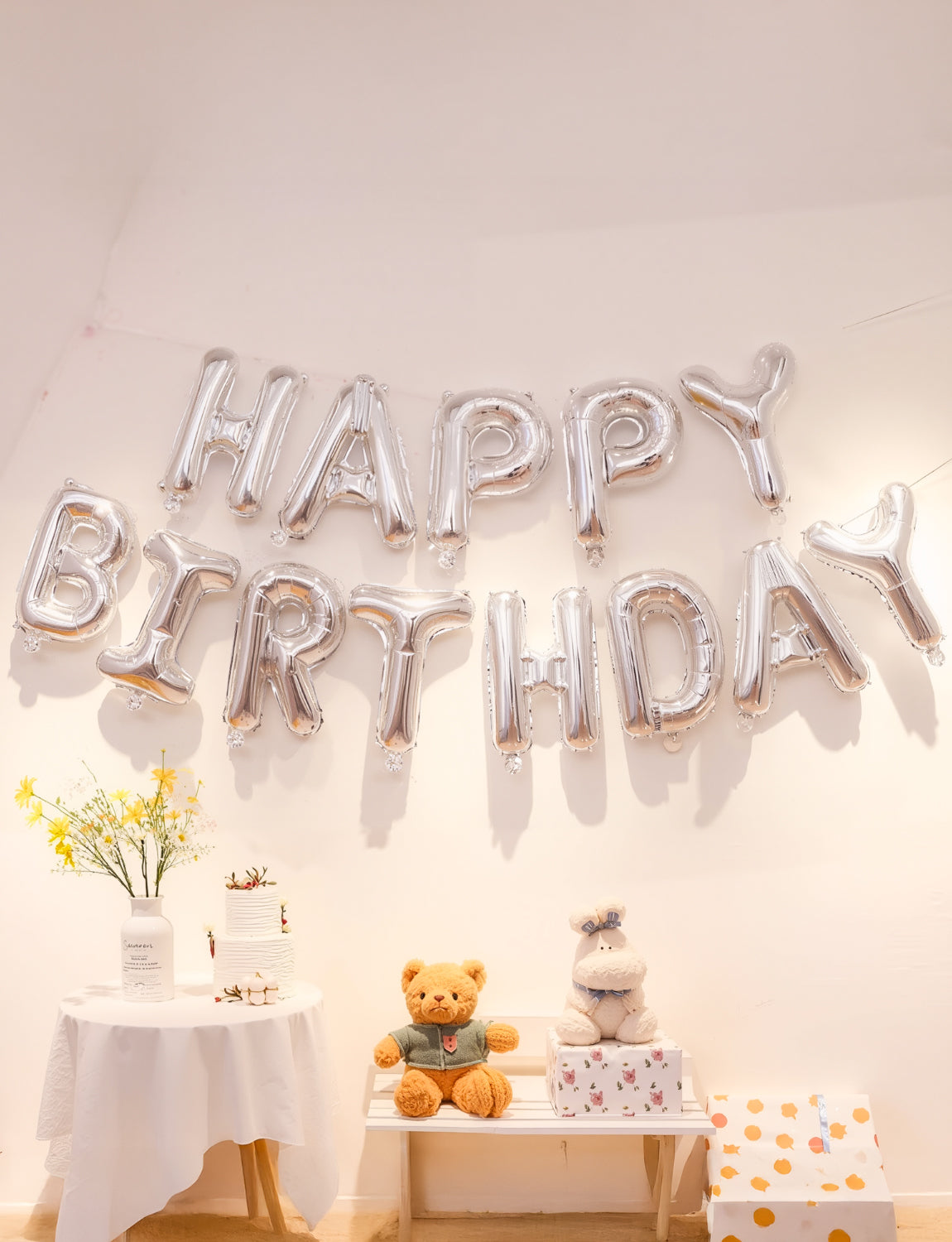Adeyoo Silver Happy Birthday Balloon Banner - 16 Inch Happy Birthday Foil Balloon Big Letter Balloons Self Inflating Hbd Sign Balloons for Boys Girls Women Men Pet Birth Party Decorations