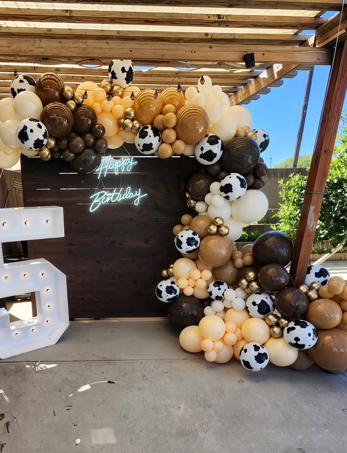 Adeyoo Blush Brown Balloons - 12 Inch Cowboy Balloons with Cow Print Balloon, Tan Coffee Brown Nude Gold Confetti Latex Balloon for Cowboy Cowgirl Birthday Farm Theme Party Decorations