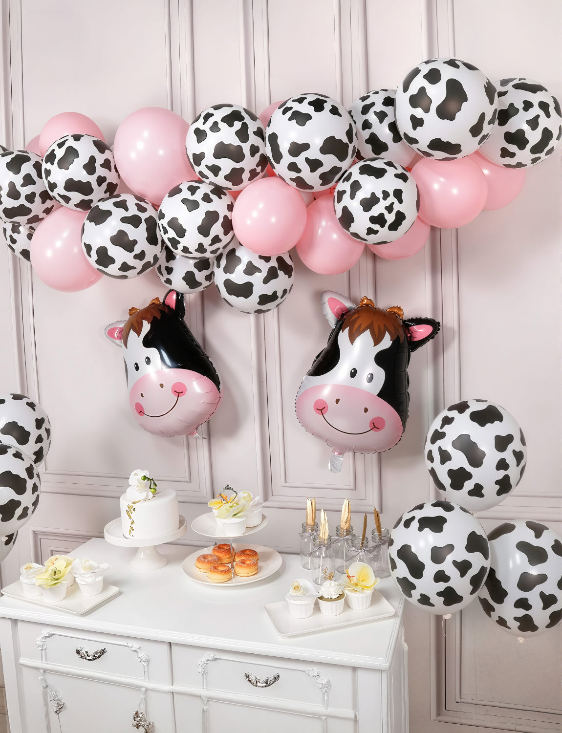 Adeyoo 50 PCS Cow Print Balloons - 12 Inch Cute Cow Balloons Inflatable Cowboy Balloon, Bright Party Balloon for Western Cowboy Cowgirl Farm Farmhouse Birthday Party Decorations