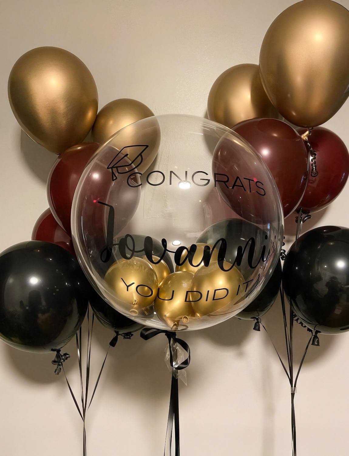 Adeyoo Black Burgundy Gold Balloons - 12 Inch Burgundy and Black Balloons with Gold Metallic Latex Balloon, Glitter Confetti Balloon for Wedding Baby Shower Birthday Anniversary Wine Party Decorations