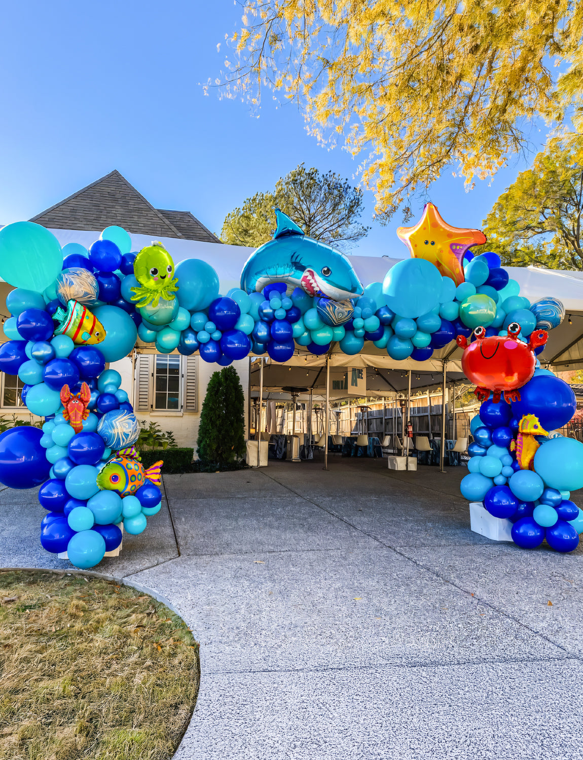 Adeyoo Under The Sea Balloon Arch Garland Kit, 154Pcs Ocean Themed Party Decorations with Blue Balloons, Marine Animals Foil Balloons for Ocean Theme Birthday Baby Shower Wedding Party Supplies