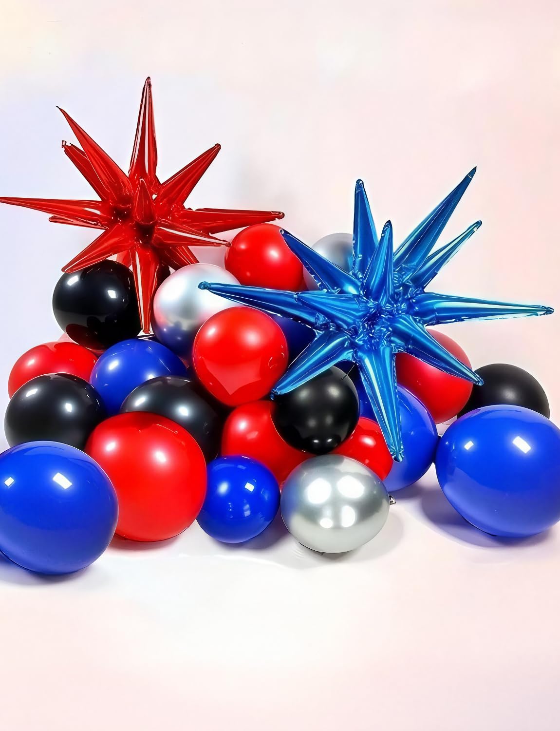 Adeyoo Blue Star Balloons - 8 Pcs Blue Foil Balloons One-Piece 14-Pointed Spike Balloon 22 Inch Large Starburst Balloons for Birthday Wedding Gender Reveal Party Decorations
