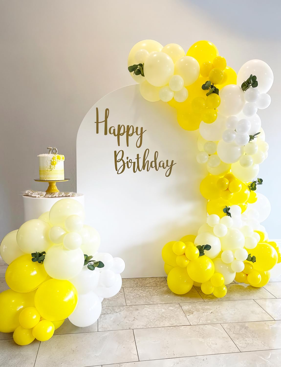 Adeyoo Yellow and White Balloons - 12inch Pastel Yellow Balloons Glitter Gold Confetti Balloon White Party Balloon for Sunflower Honeybee Theme Birthday Baby Shower Party Decorations, Indoor Outdoor