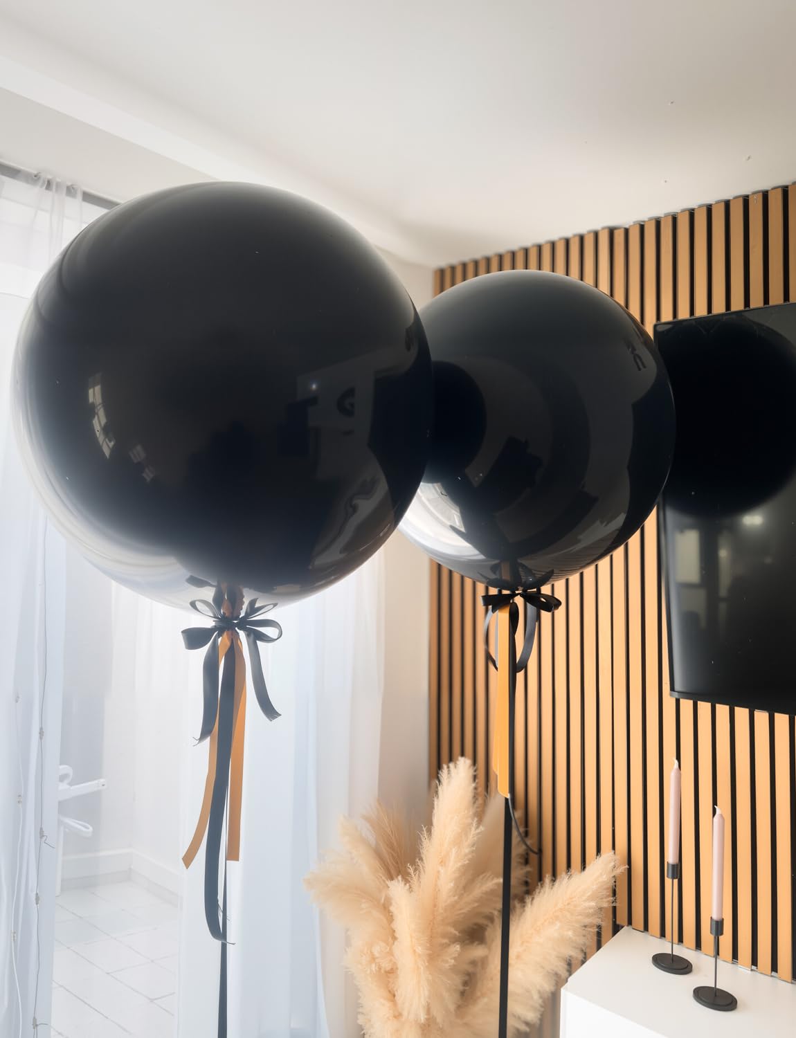 Adeyoo 36 Inch Black Balloons - Giant Balloons Jumbo Black Latex Balloon Extra Large Round Balloon for Birthday Anniversary Retirement Wedding Party Decorations (4Pcs), Photo Shoot