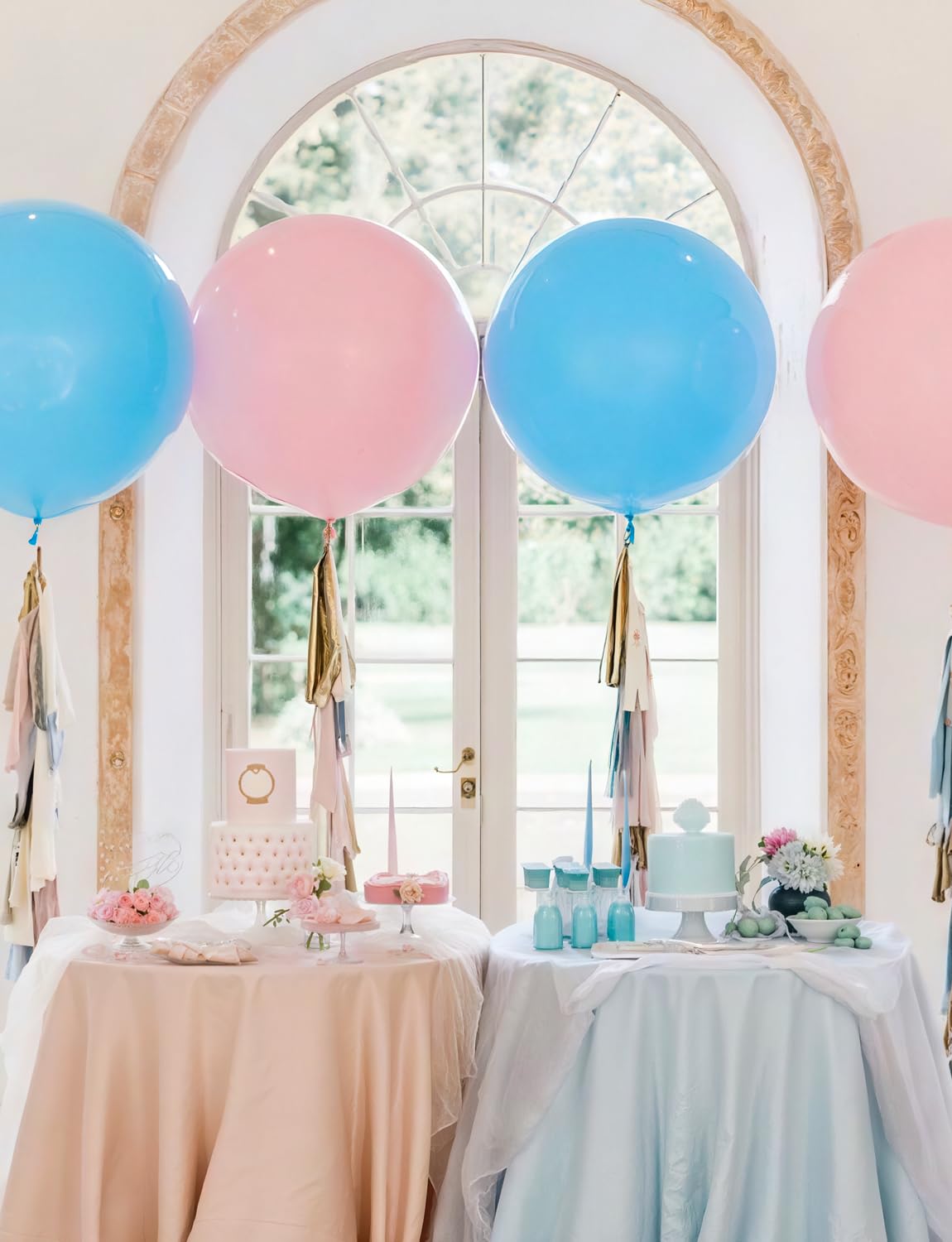 Adeyoo Baby Blue Balloons 36 Inch - Giant Large Blue Balloons Jumbo Latex Balloon Extra Large Round Balloon for Baby Shower Gender Reveal Birthday Wedding Party Decorations (4Pcs), Photo Shoot