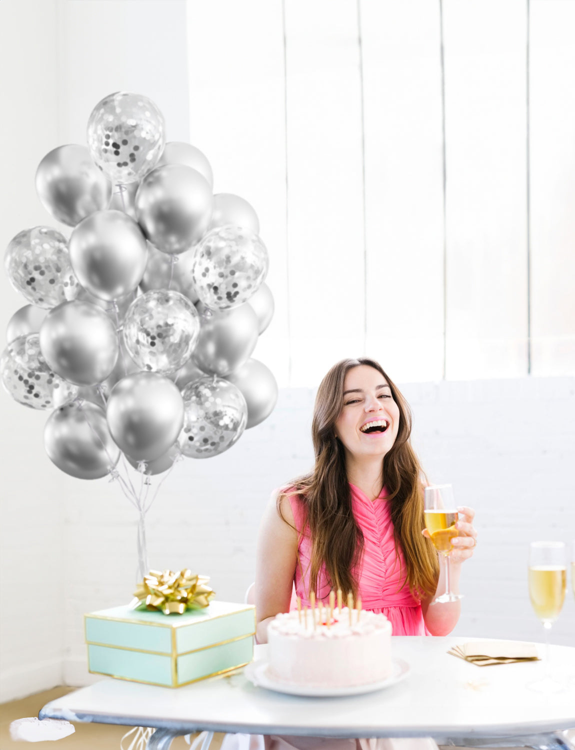 Adeyoo Silver Party Balloons,Metallic Silver Confetti Balloons, 60 Pcs Latex Balloons Set, 12 Inch Glitter Balloons, Premium Party Decoration Balloons for Birthday Wedding Anniversary