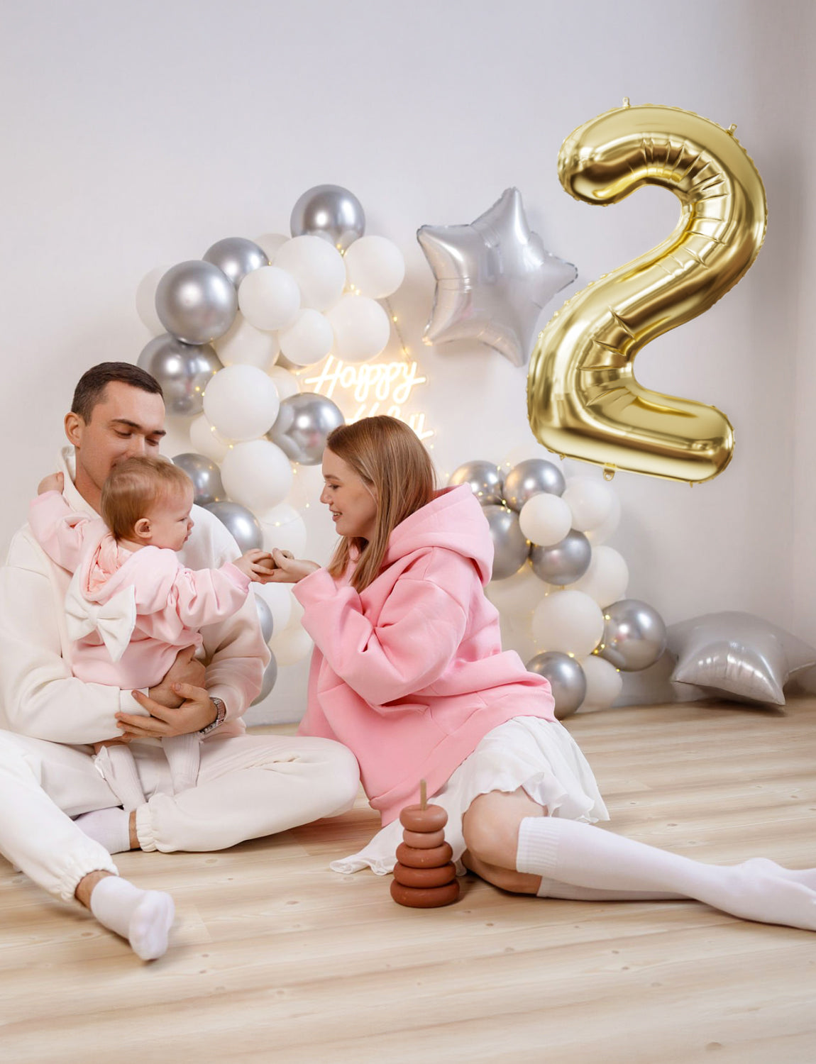 Adeyoo Champagne Gold Number 2 Balloon - 40 Inch Large Self Inflating Foil Digital 2 Balloon, Light Gold Number Balloons 0-9 for Boys Girls Women Men Birthday Anniversary Graduation Party Decorations