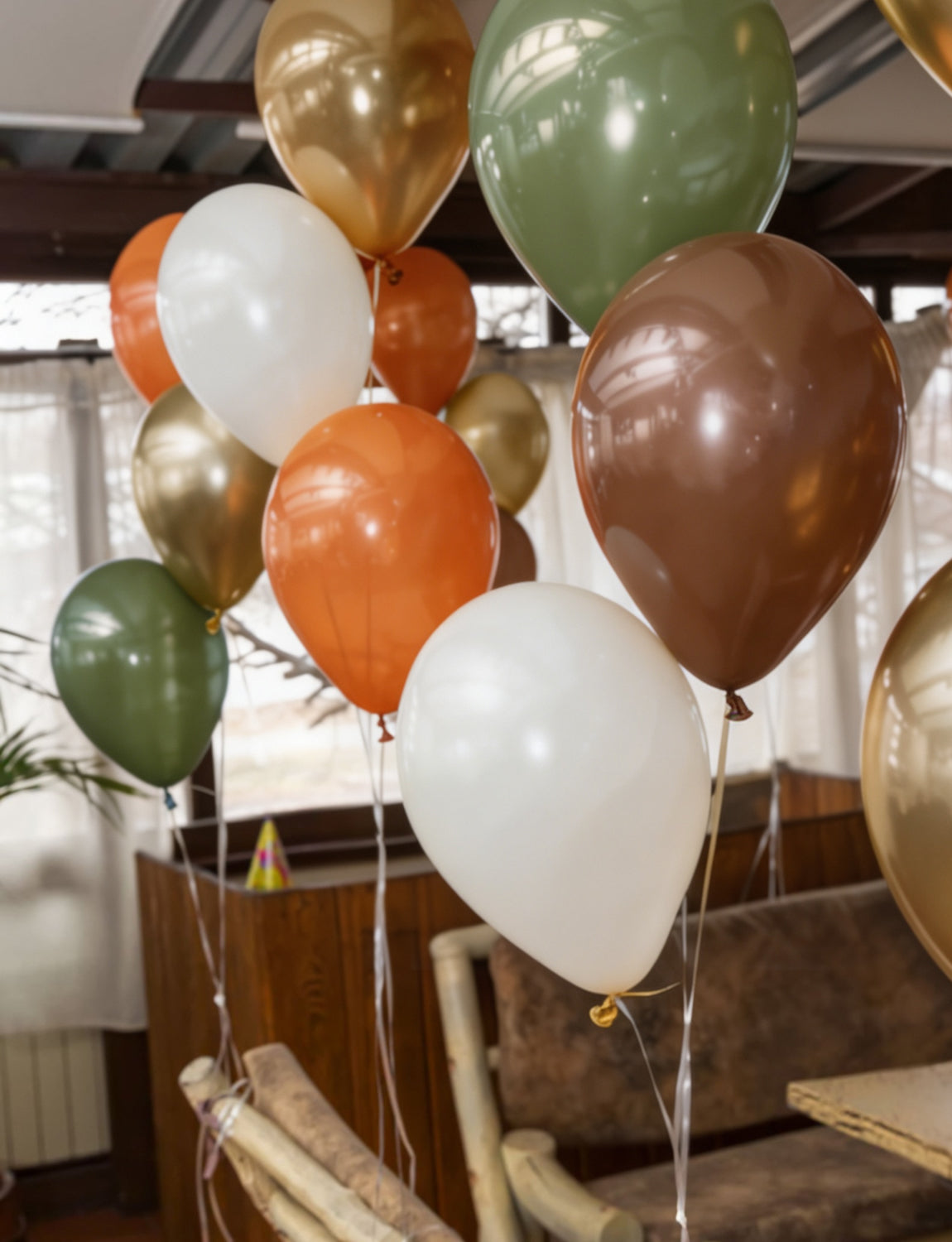 Fall Balloons, Sage Green and Orange for Thanksgiving Harvest Decor | 50 PCS 12 Inch Sage Green Balloons with Burnt Orange, Beige, Brown, Gold for Autumn Birthday Jungle Safari Party Decorations