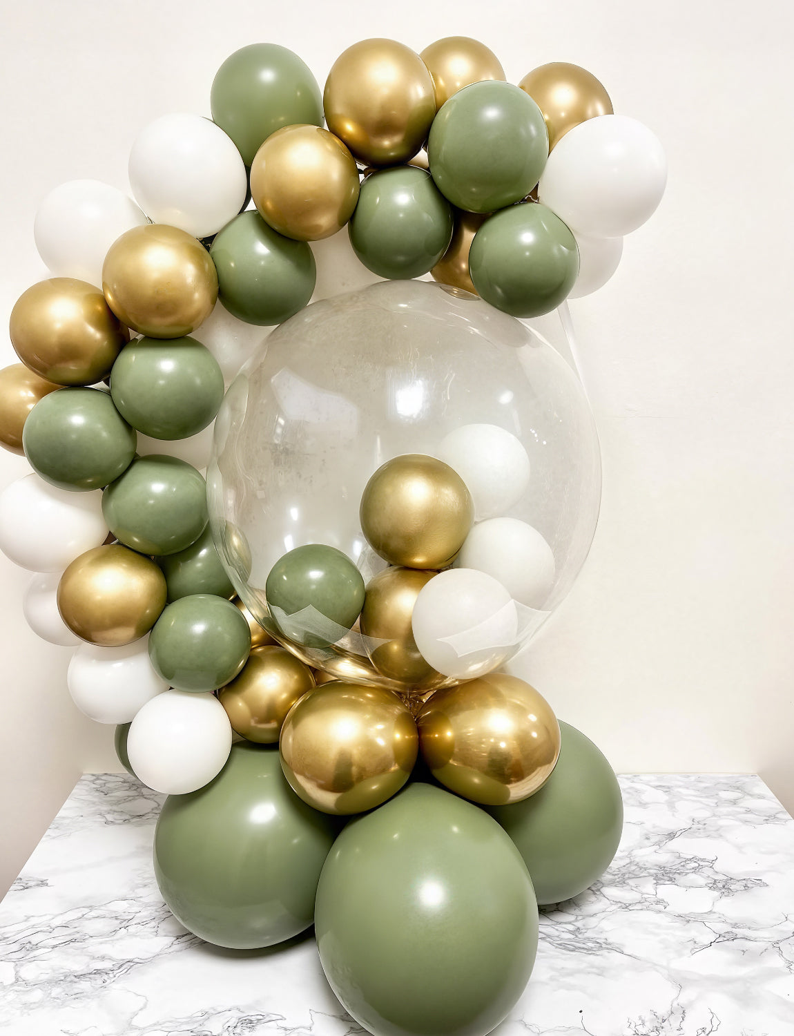 Adeyoo Sage Green and Gold Balloons - 12 Inch Sage Green Balloons, Gold and White Balloon with Latex Confetti Balloon for Birthday Wedding Jungle Baby Shower Safari Forest Party Decorations