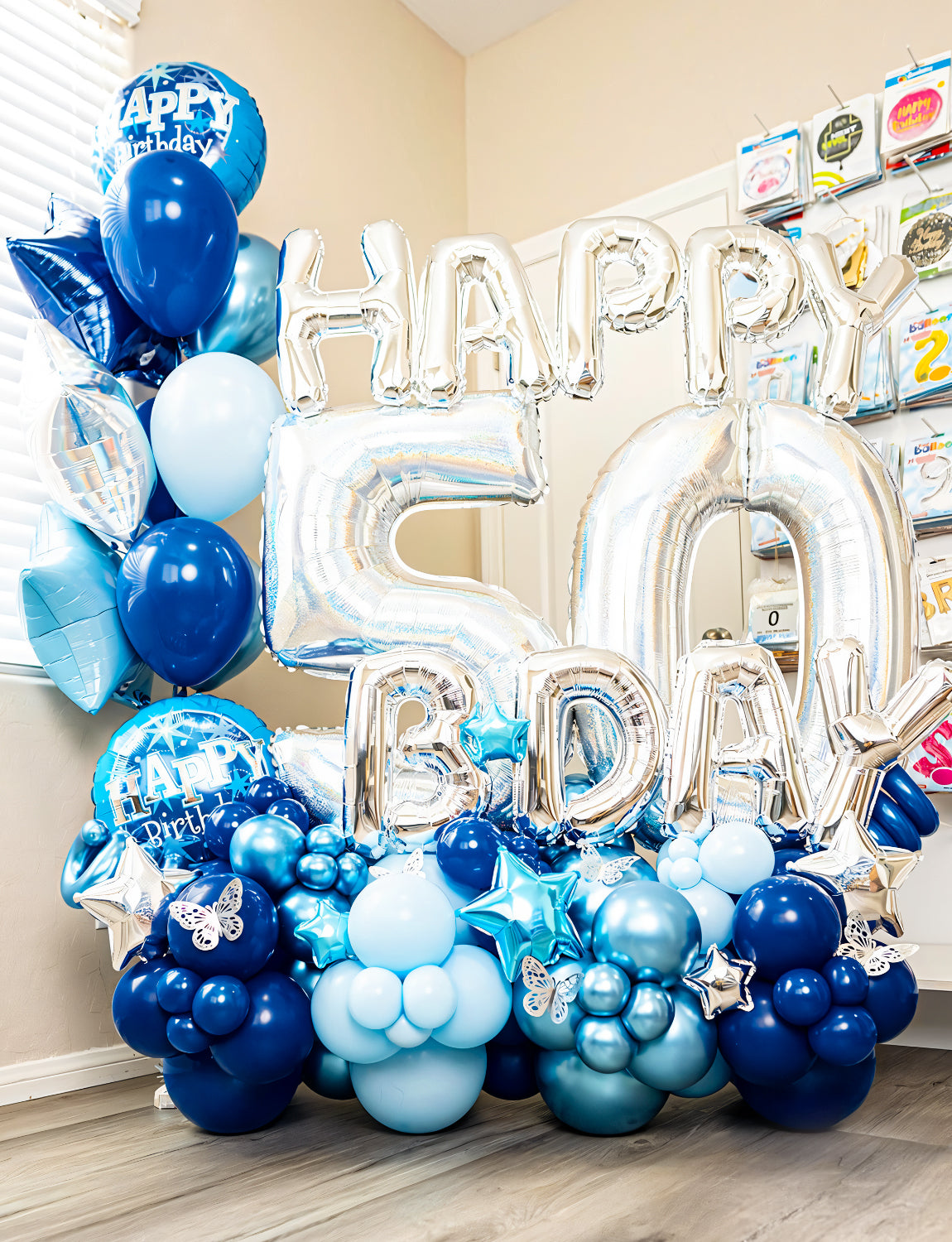Adeyoo Navy Blue and Gold Balloon Arch Kit Garland - Blue Balloon Arch Kit, Navy and Gold Balloons with Confetti Latex Balloons for Birthday Baby Shower Wedding Graduation Space Party Decorations