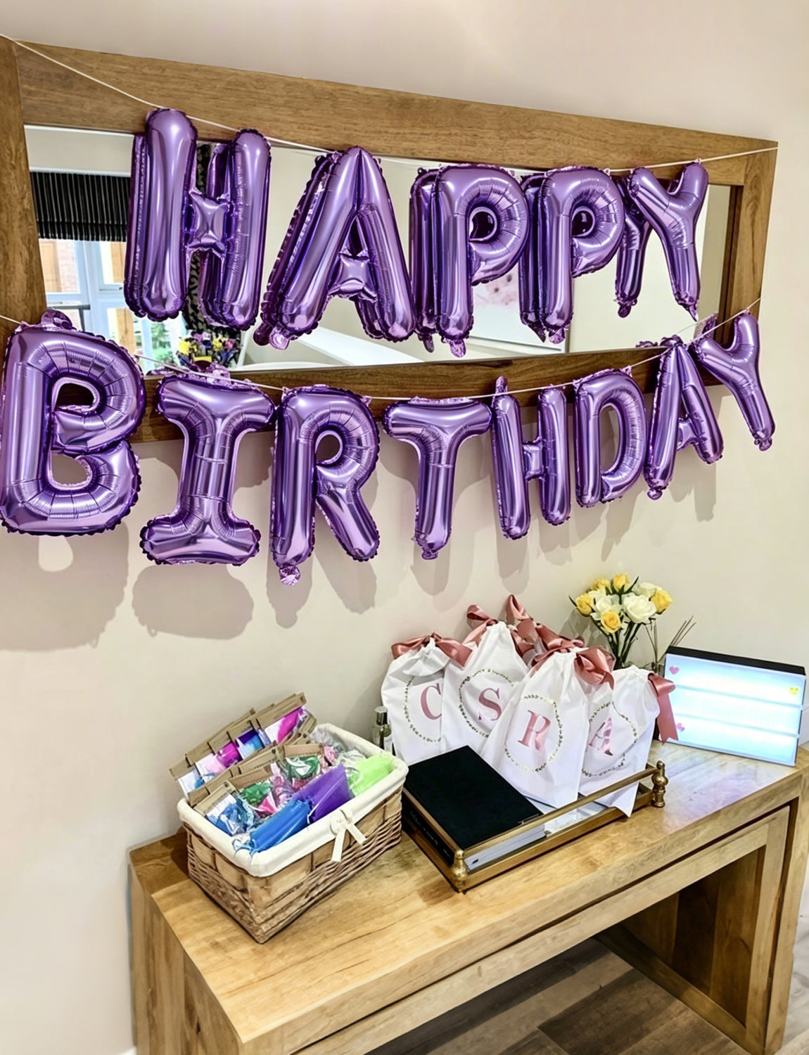 Dark Purple Happy Birthday Balloons Banner - 16 Inch Purple Birthday Foil Balloon Big Letter Balloons Self Inflating Hbd Sign Balloon for Women Men Birth Party Decorations