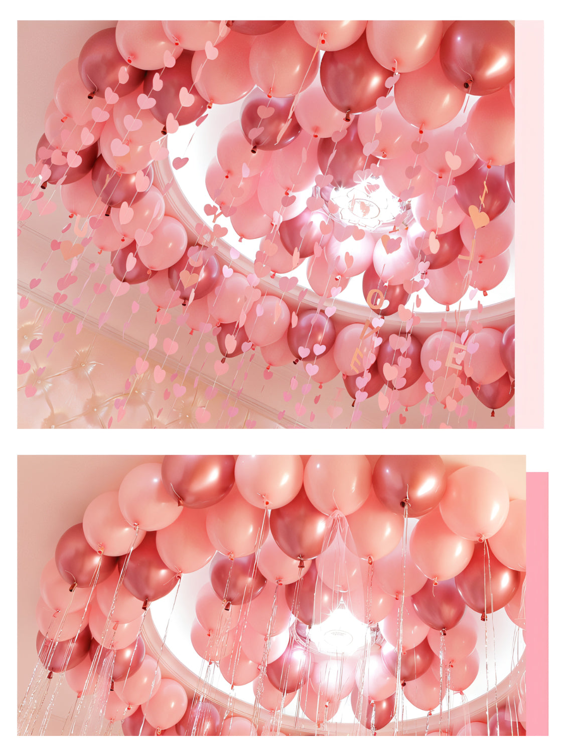 Adeyoo 106Pcs Valentines Balloons Decorations,I Love You Balloons and Heart Balloons Kit with Rose Petals,Pink Valentine's Balloons for Wedding Anniversary Romantic Decorations Special Night