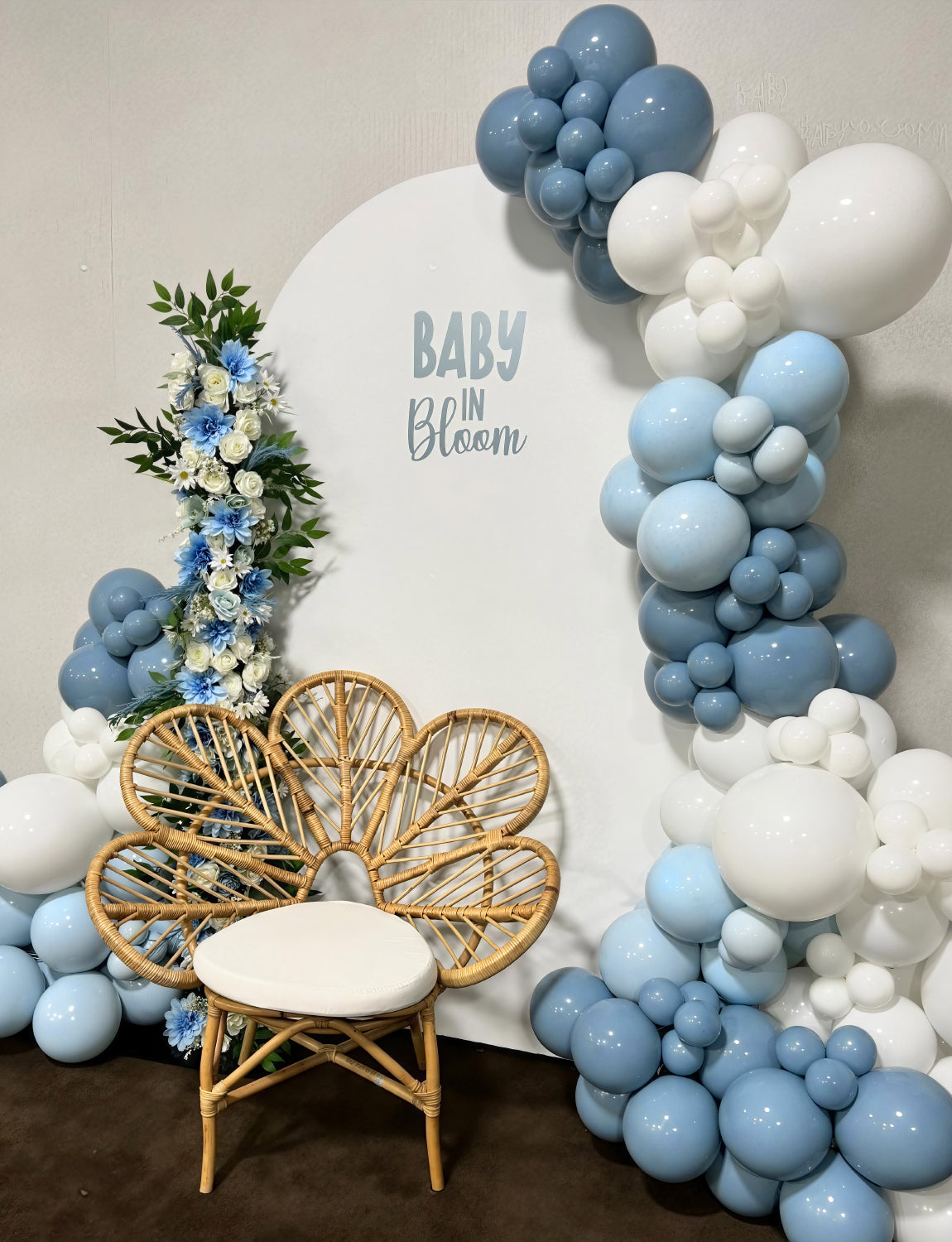 Adeyoo Dusty Baby Blue Balloon Arch Kit Garland - Blue and White Balloon Arch 138Pcs Multi-Size Slate Fog White Clear Latex Balloons for Baby Shower Christening Birthday Gender Reveal Party Decoration