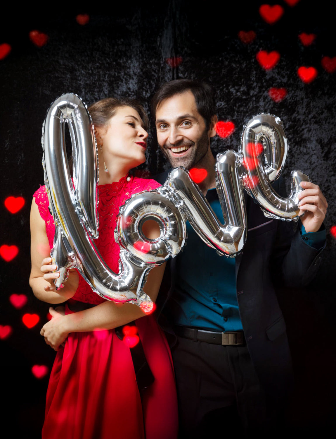 Love Balloons Decorations, 55 Inch Red Heart Balloons Silver Love Balloon Letters Large Foil Balloon for Bedroom Room Decor Wedding Anniversary Bridal Shower Engagement Party Supplies