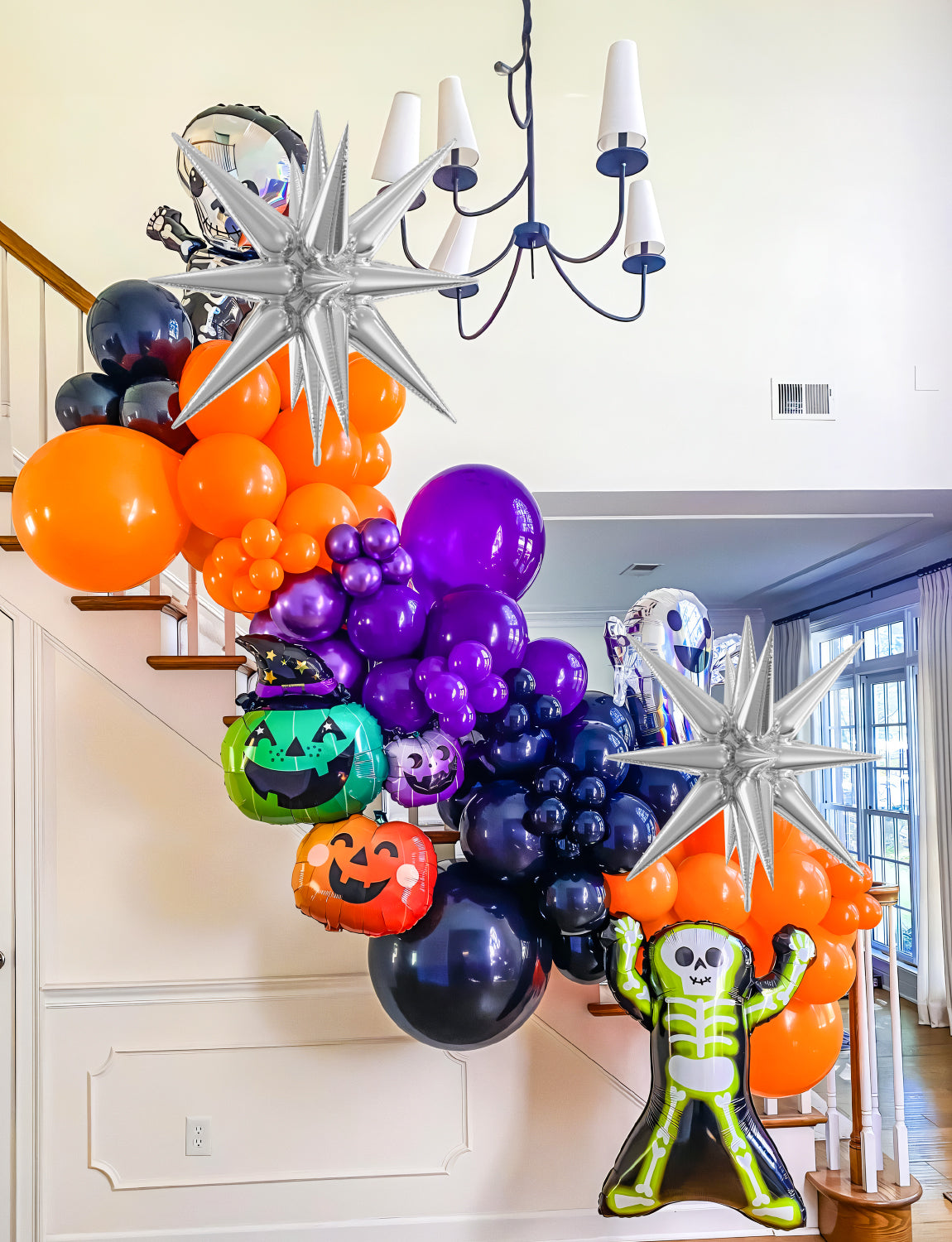 Silver Star Balloons,One-Piece 14-Pointed Starburst Balloons Explosion Star Balloons Huge Spike Balloons Cone Mylar Balloons Foil Balloons for Halloween Christmas New Year Party Decorations