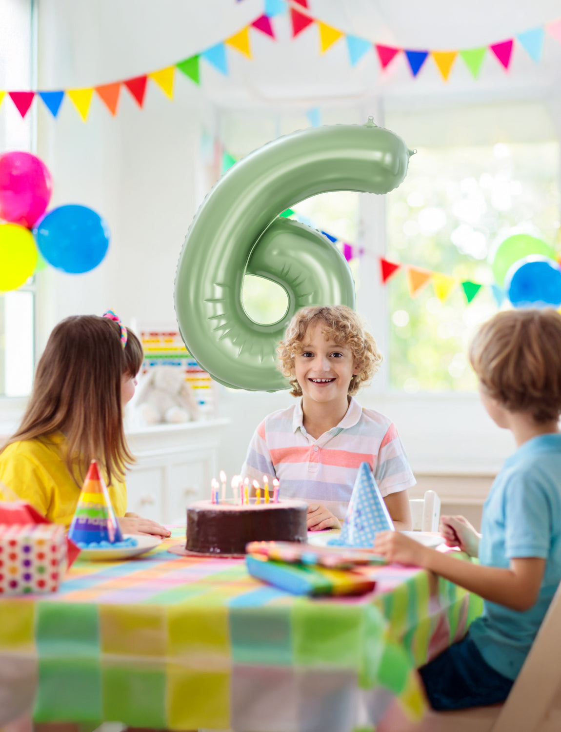 Adeyoo 40 Inch Large Number 6 Balloon - Sage Green Digital 6 Helium Balloon, Self Inflating Olive Green Foil Number Balloons 0-9 Set for Girls Boys 6th Birthday Safari Anniversary Party Decorations